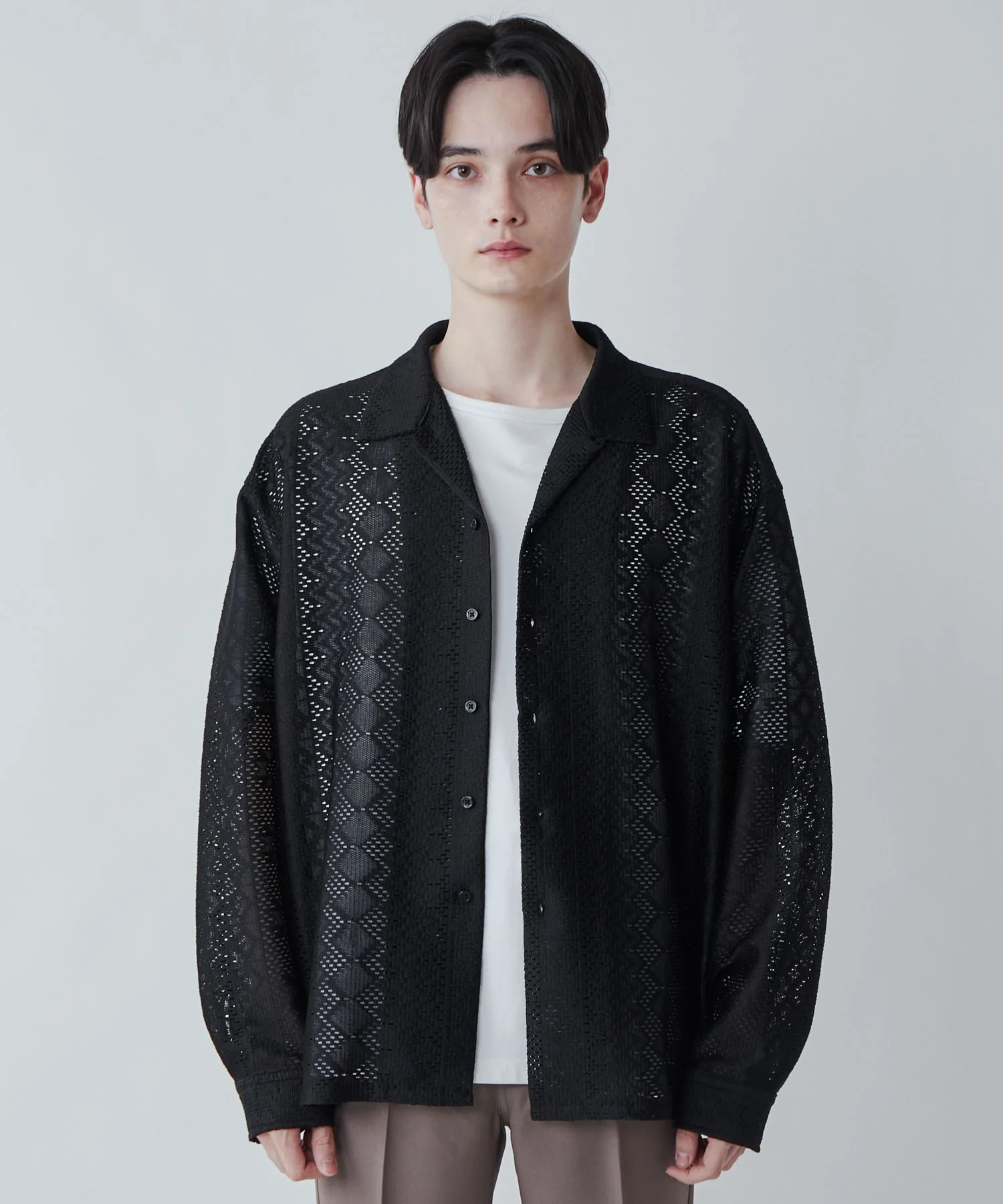 メッシュオープンカラーBIGシャツ - Image 19