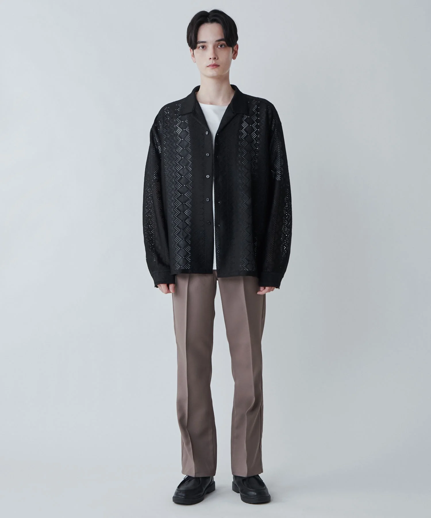 メッシュオープンカラーBIGシャツ - Image 20