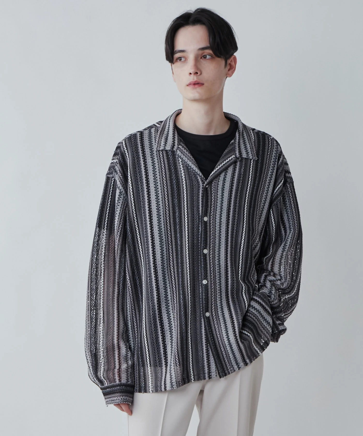 メッシュオープンカラーBIGシャツ - Image 4