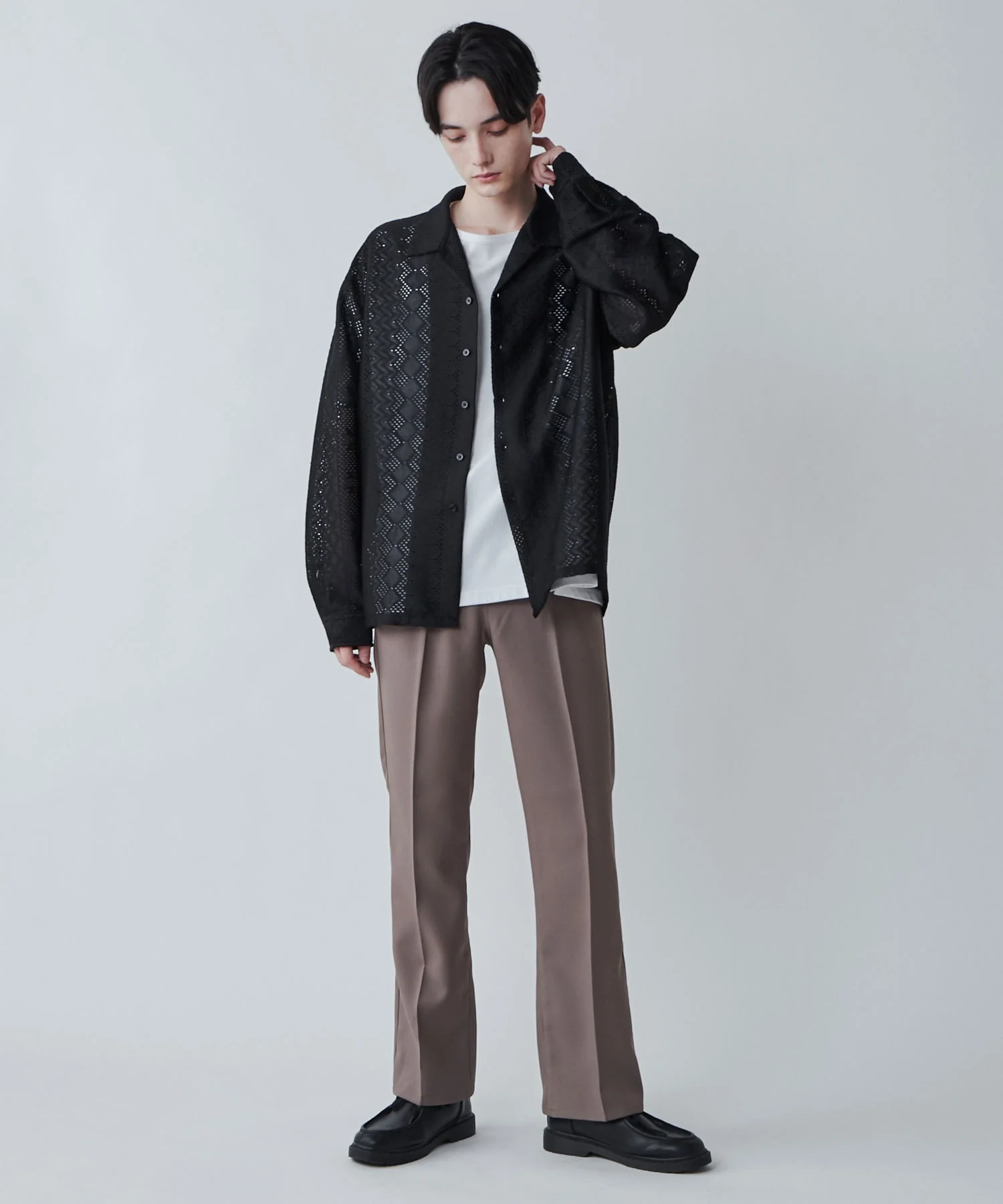 メッシュオープンカラーBIGシャツ - Image 6