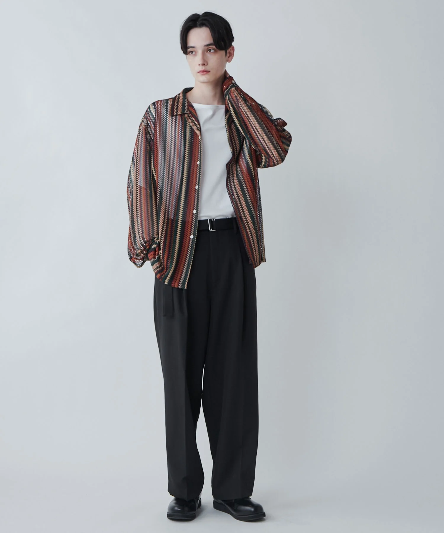 メッシュオープンカラーBIGシャツ - Image 7