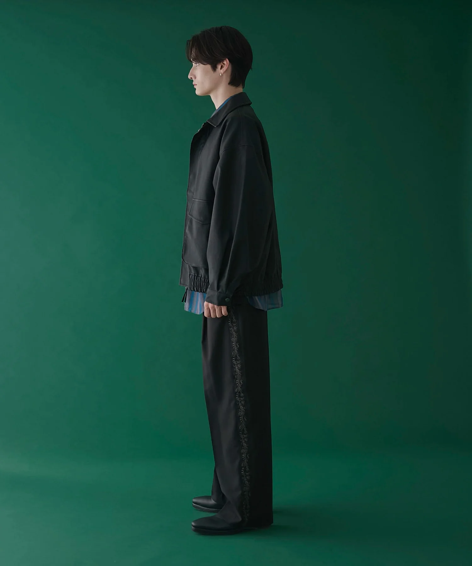 刺繍ラインワイドスラックス - Image 8