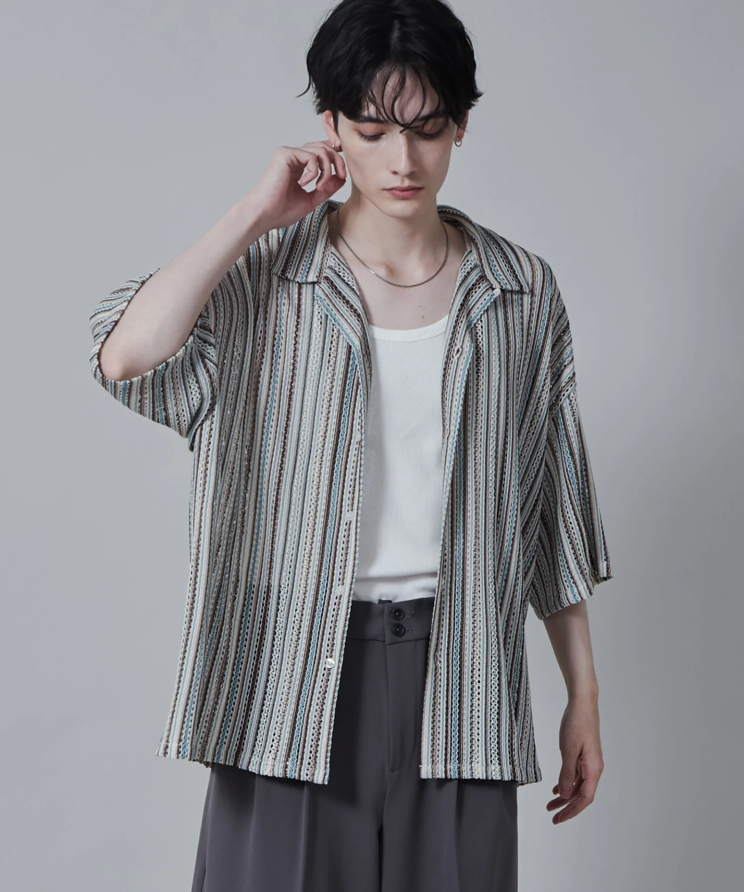 ストライプメッシュBIGシャツ（S） - Image 12
