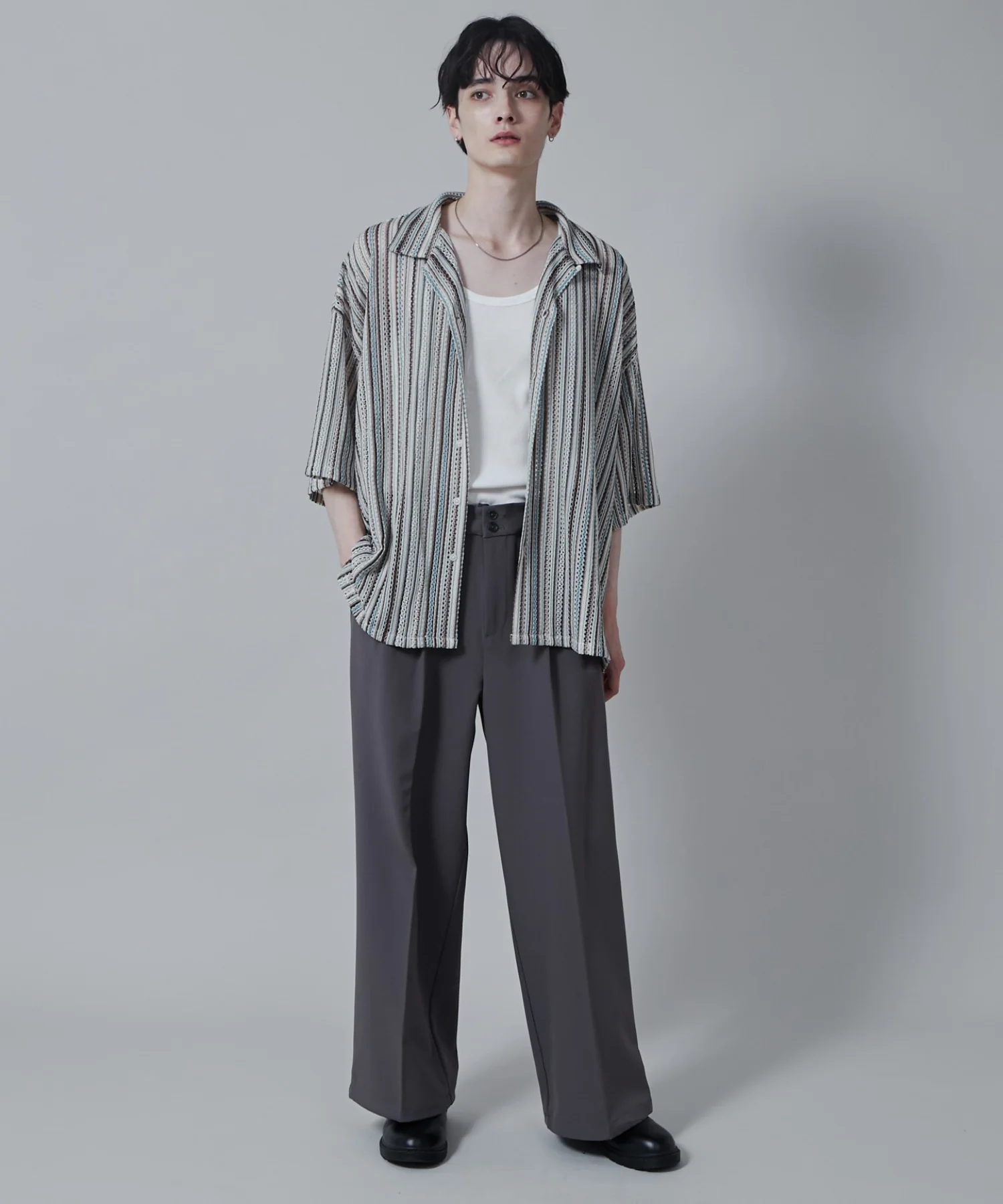 ストライプメッシュBIGシャツ（S） - Image 13