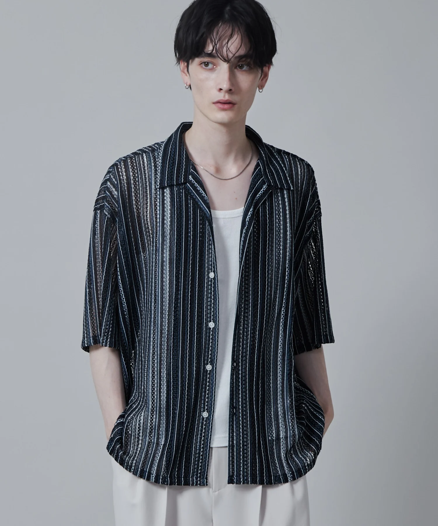 ストライプメッシュBIGシャツ（S） - Image 14