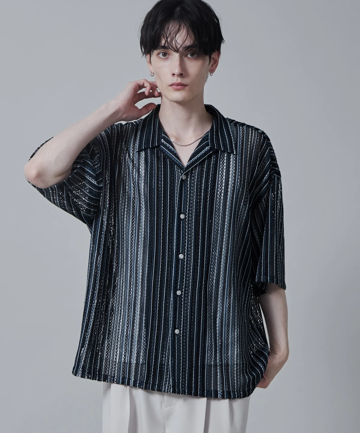 ストライプメッシュBIGシャツ（S） - Image 15