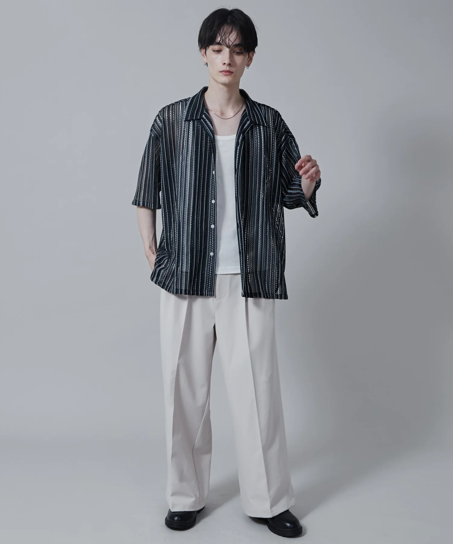 ストライプメッシュBIGシャツ（S） - Image 17