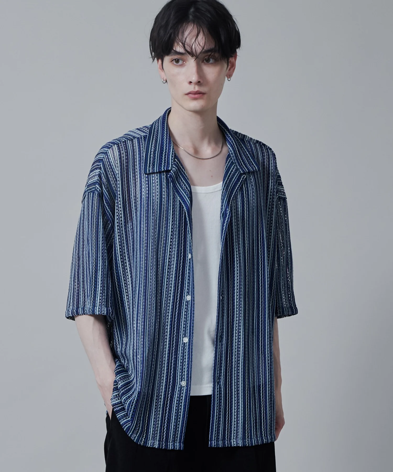 ストライプメッシュBIGシャツ（S） - Image 18
