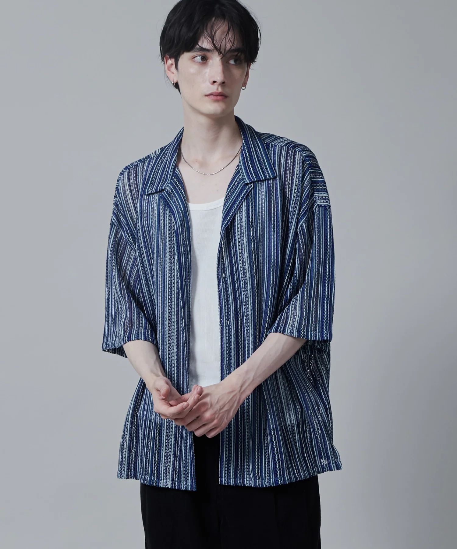 ストライプメッシュBIGシャツ（S） - Image 19
