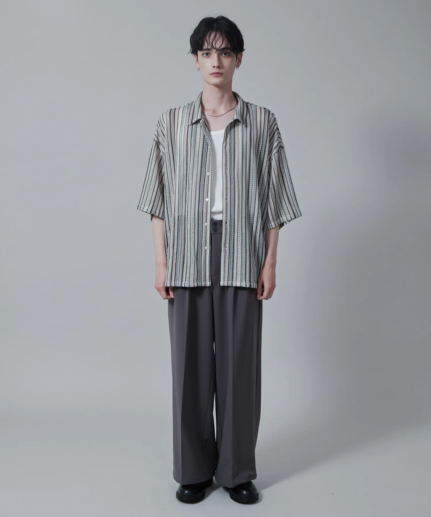 ストライプメッシュBIGシャツ（S） - Image 21