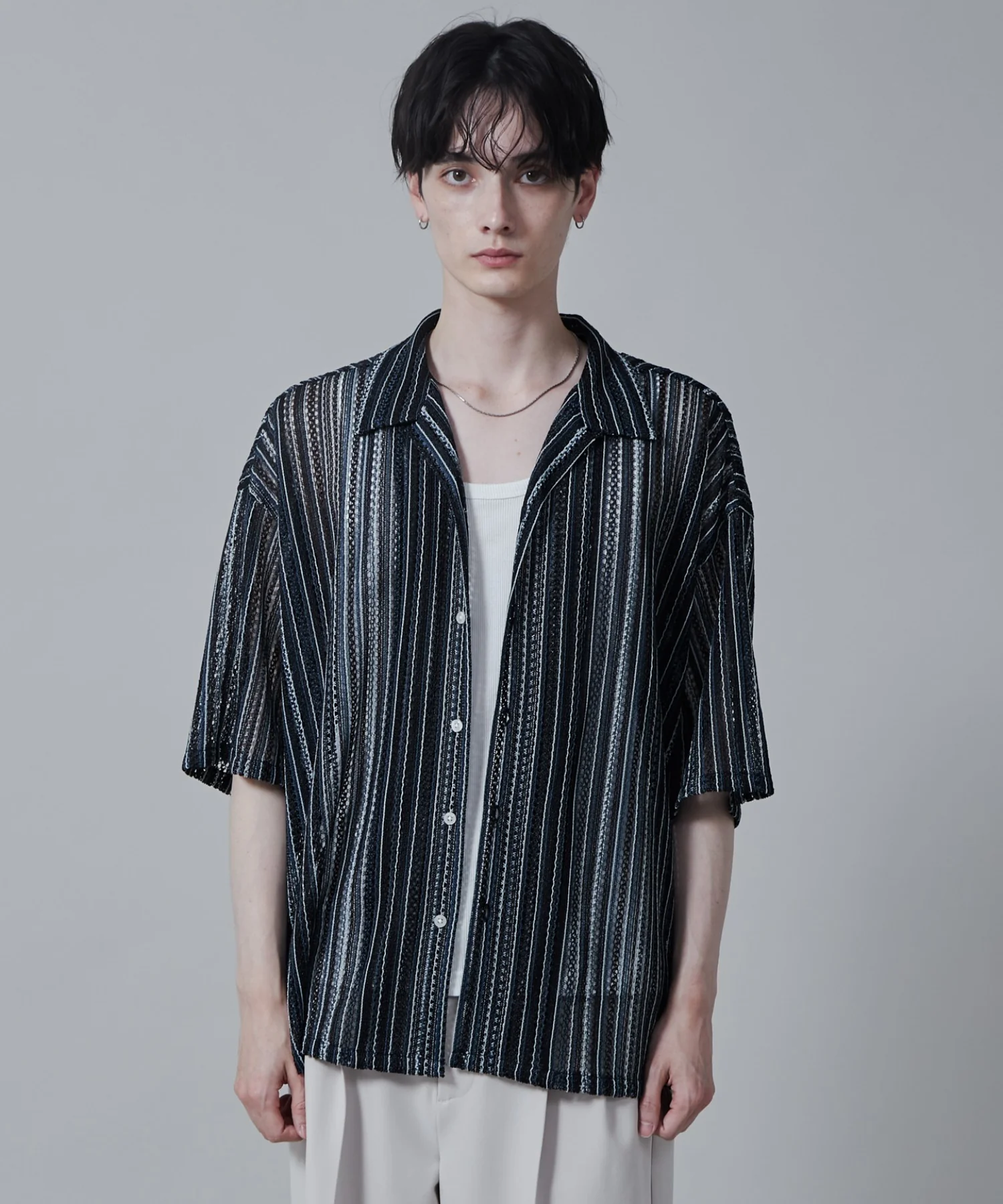 ストライプメッシュBIGシャツ（S） - Image 24