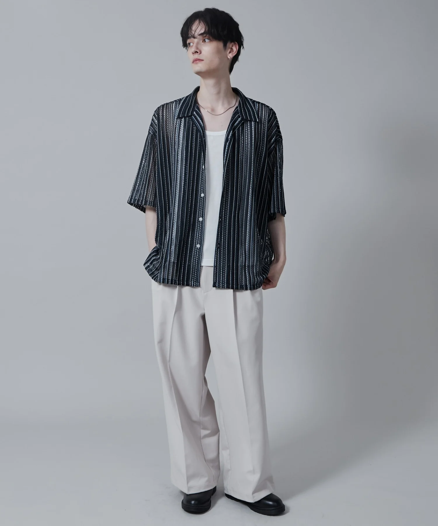 ストライプメッシュBIGシャツ（S） - Image 5
