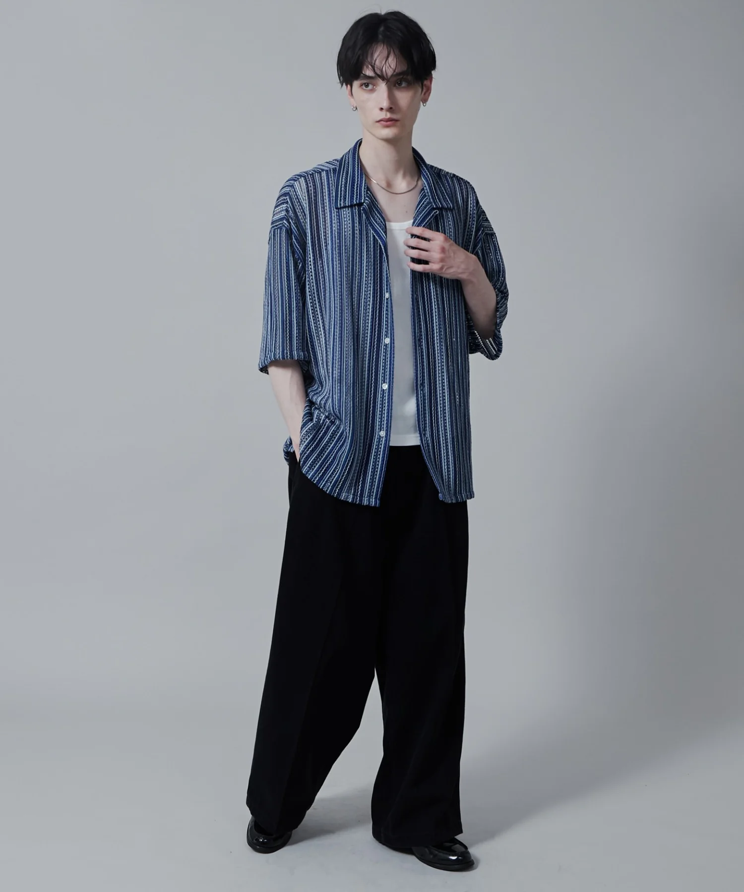 ストライプメッシュBIGシャツ（S） - Image 6