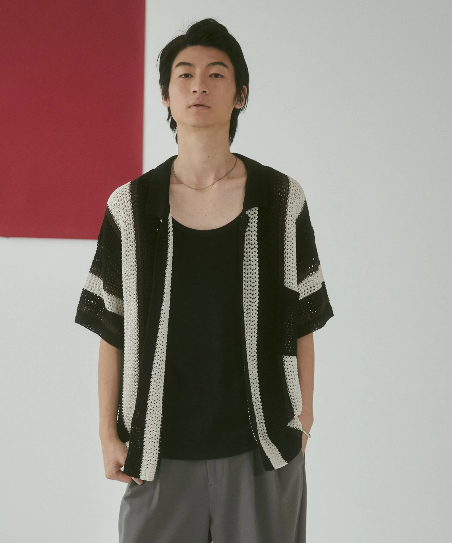 メッシュストライプニットカーディガン(SS) - Image 10