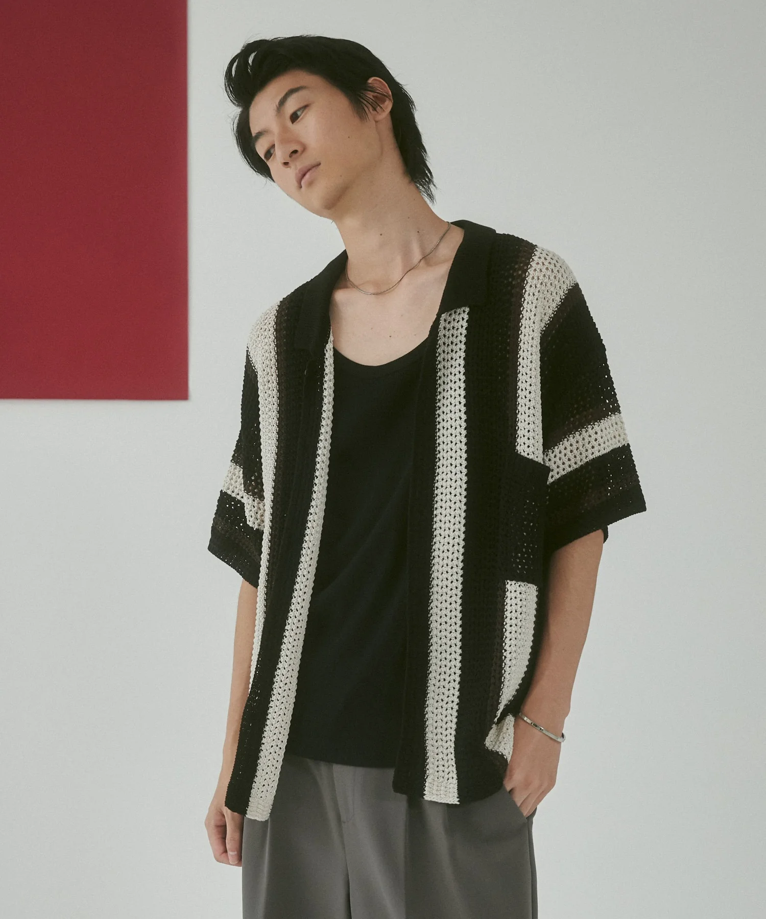 メッシュストライプニットカーディガン(SS) - Image 11