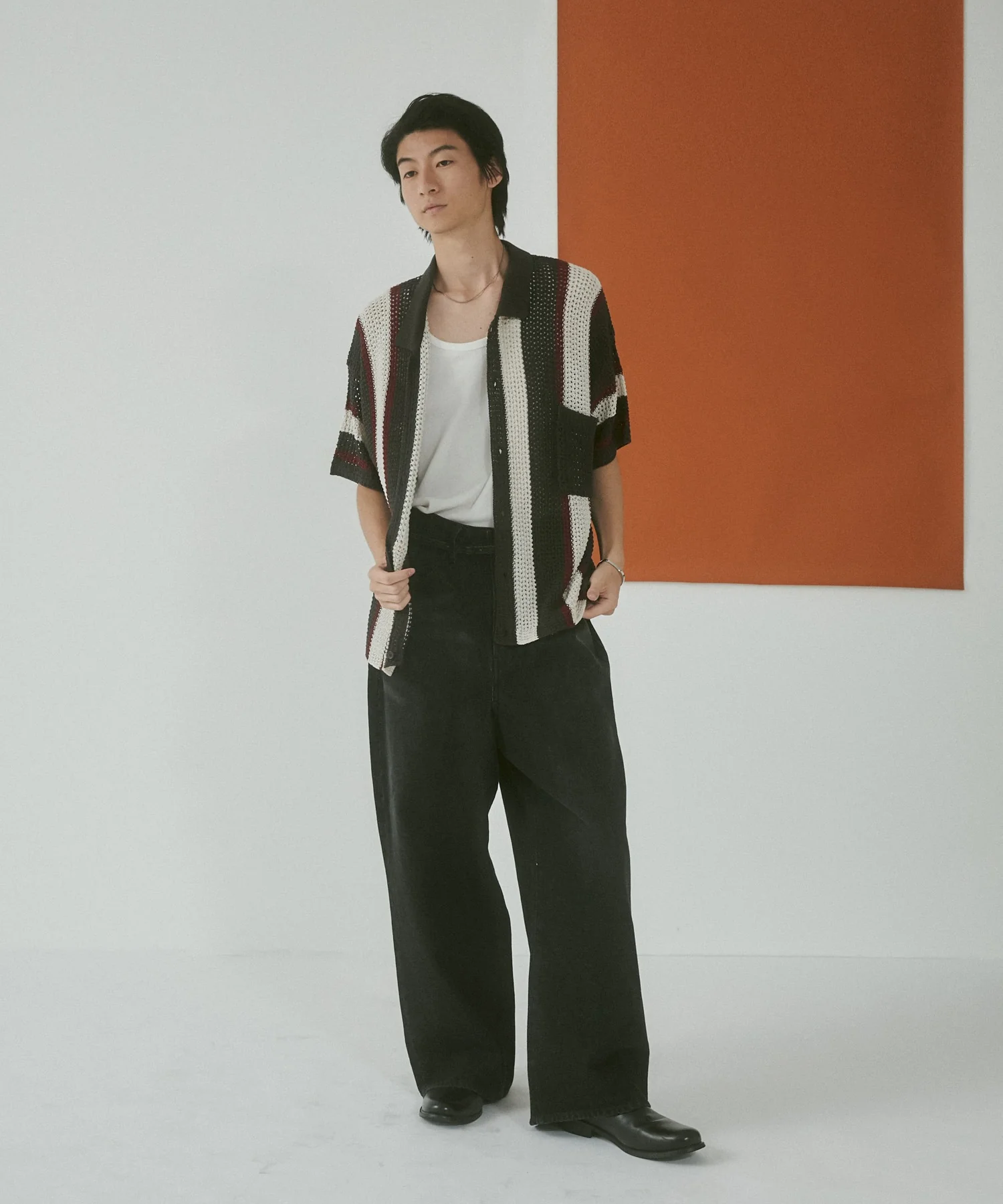 メッシュストライプニットカーディガン(SS) - Image 3