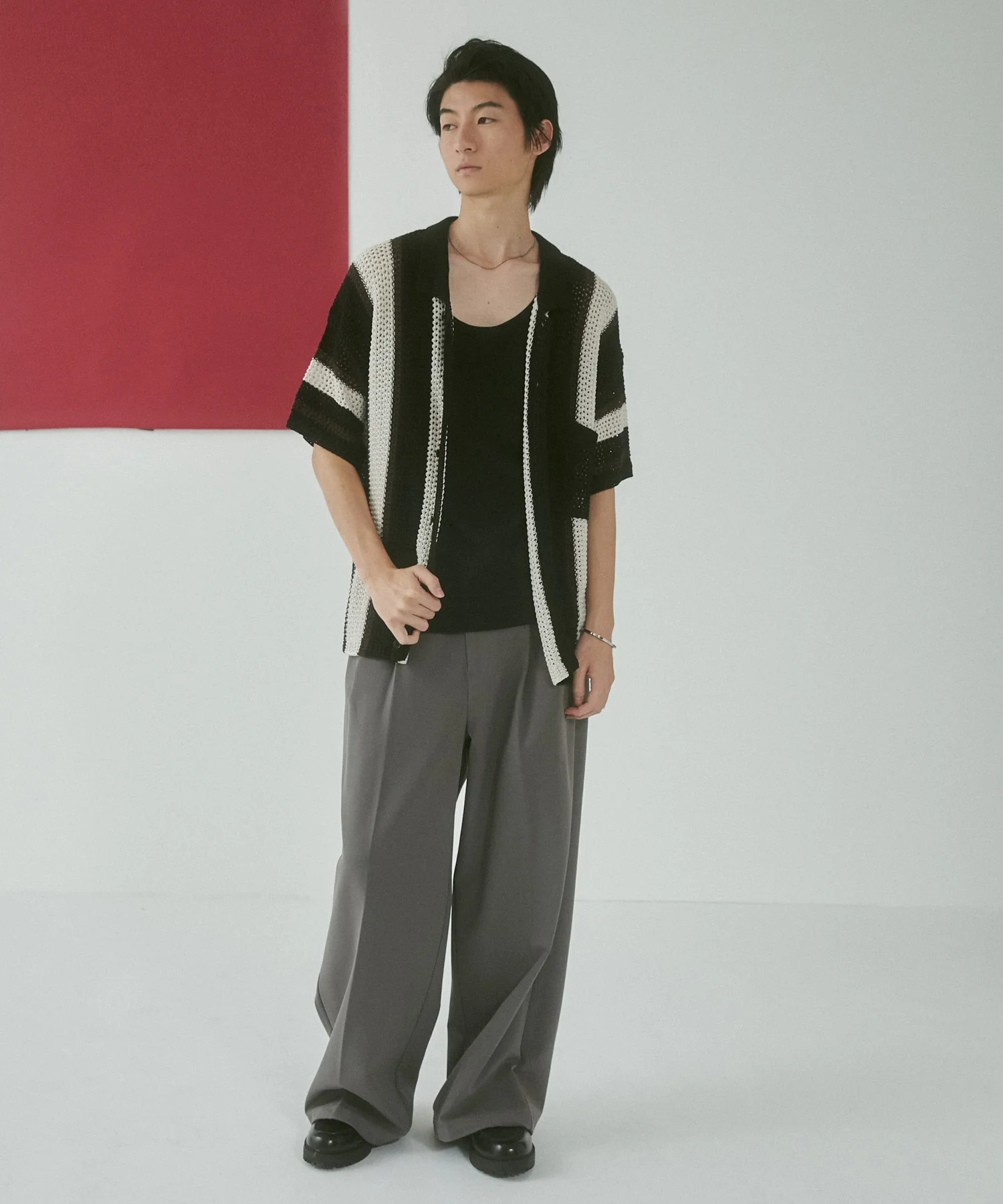 メッシュストライプニットカーディガン(SS) - Image 4
