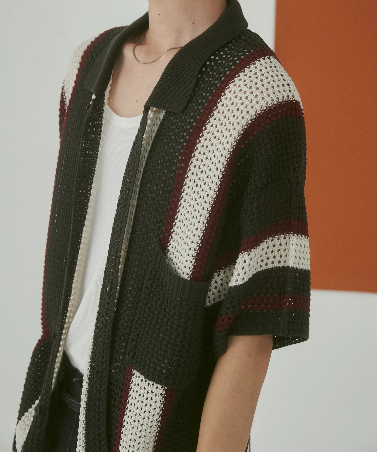 メッシュストライプニットカーディガン(SS) - Image 5