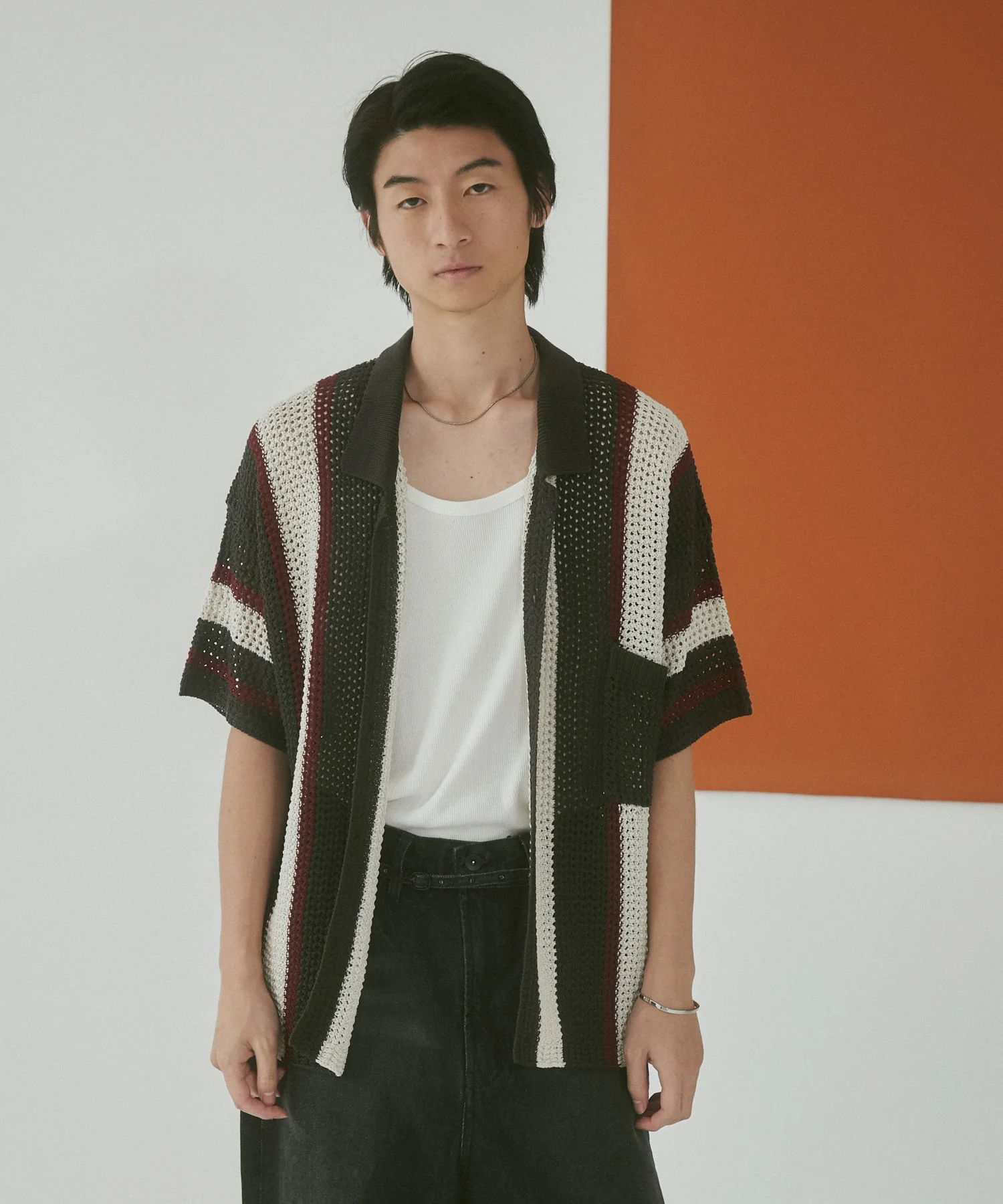 メッシュストライプニットカーディガン(SS) - Image 6