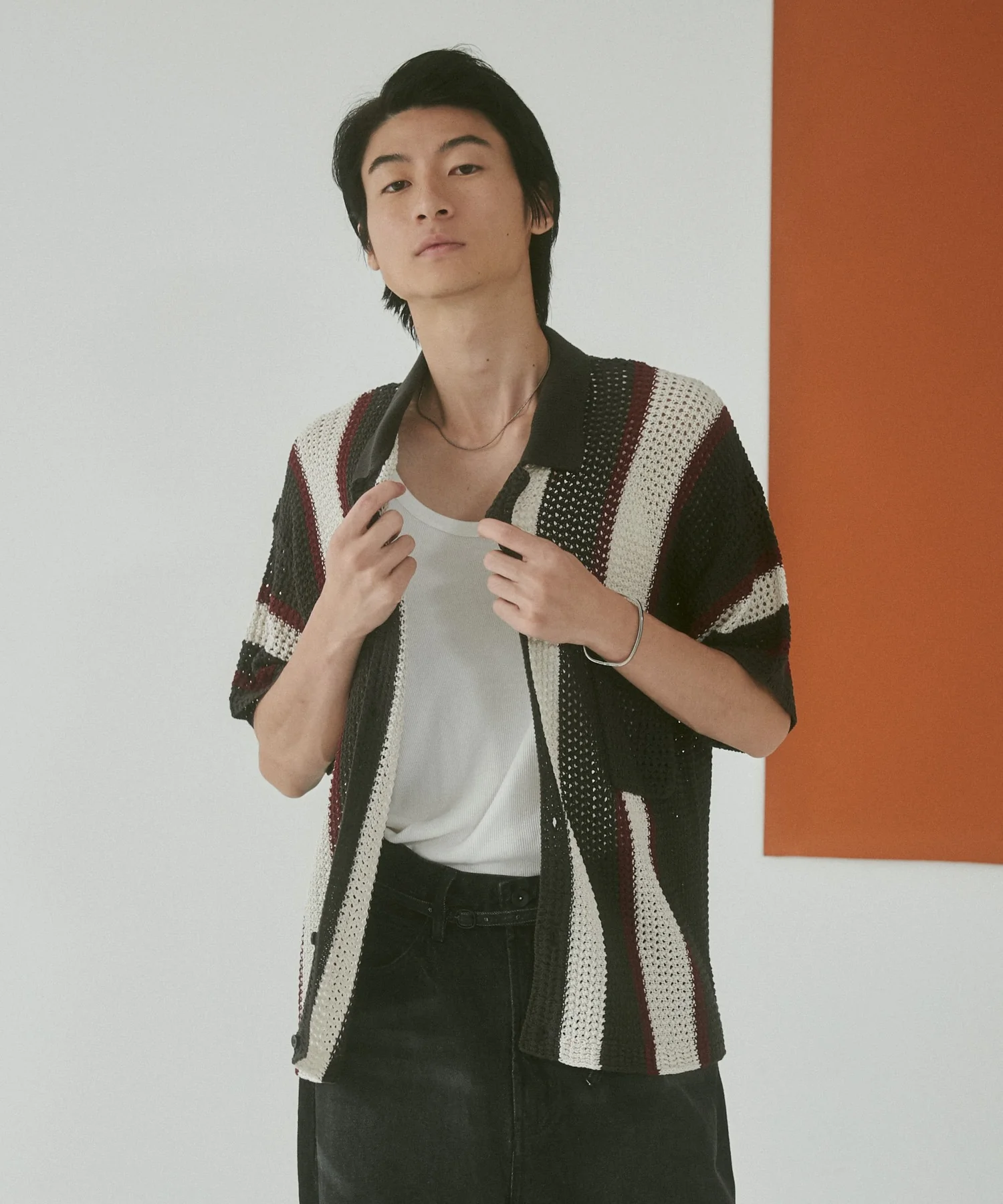 メッシュストライプニットカーディガン(SS) - Image 7