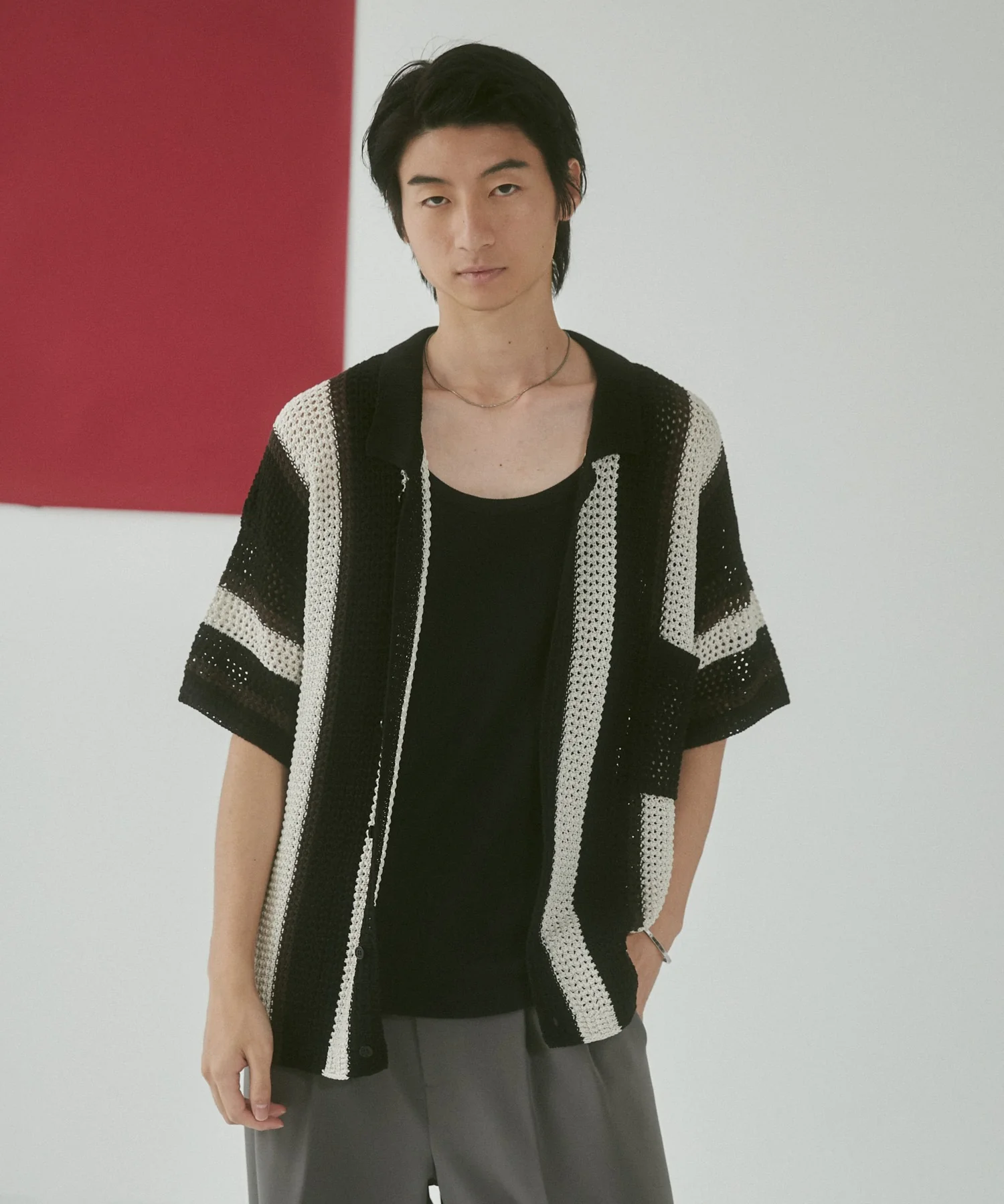 メッシュストライプニットカーディガン(SS) - Image 9