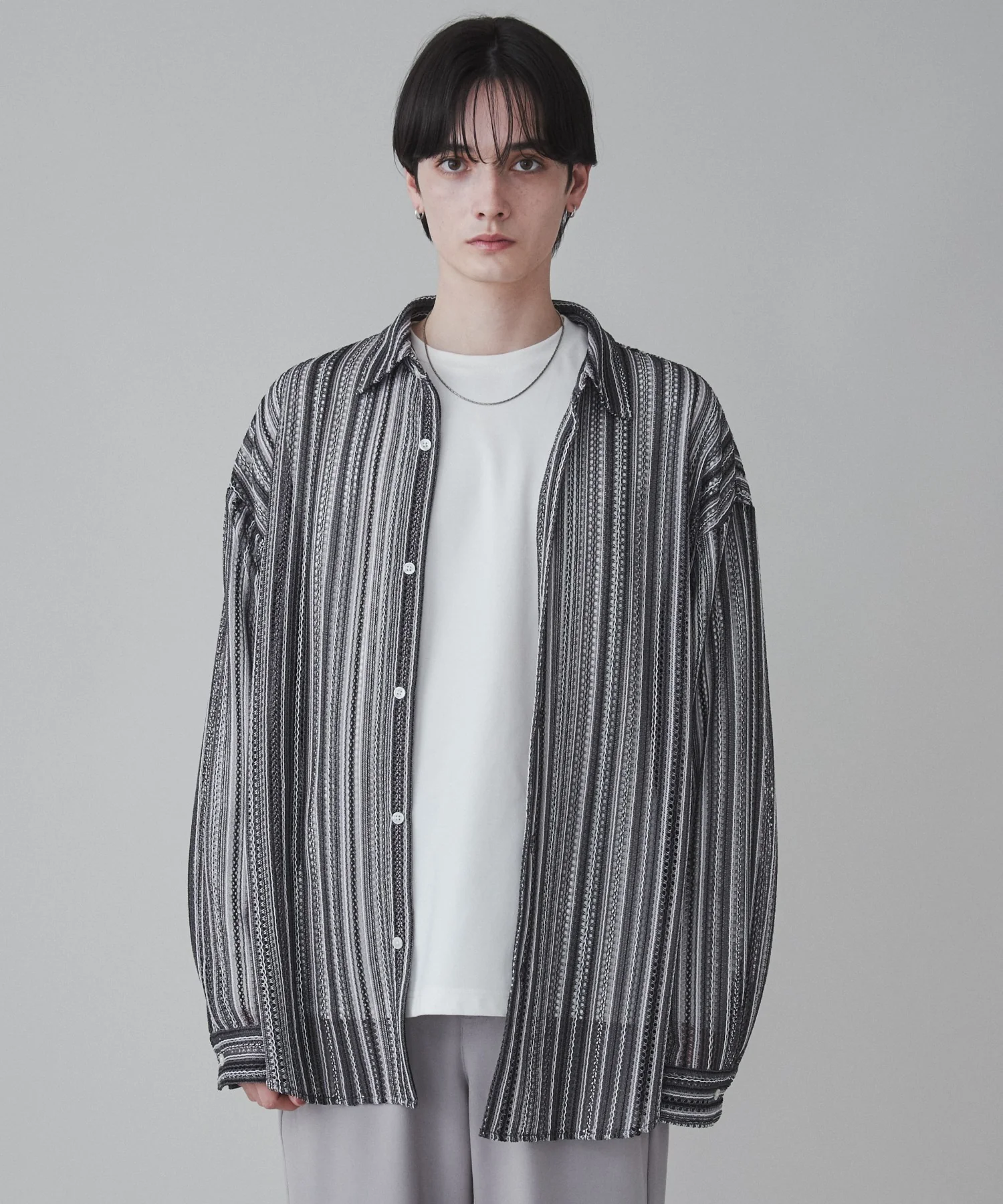 ストライプメッシュBIGシャツ - Image 14