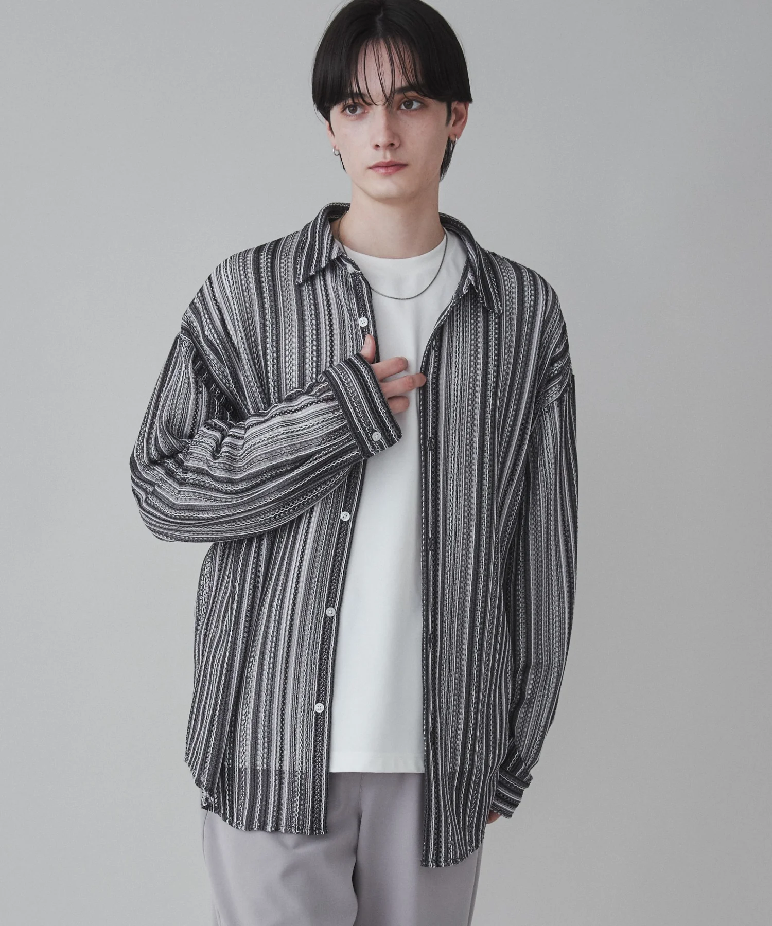 ストライプメッシュBIGシャツ - Image 18