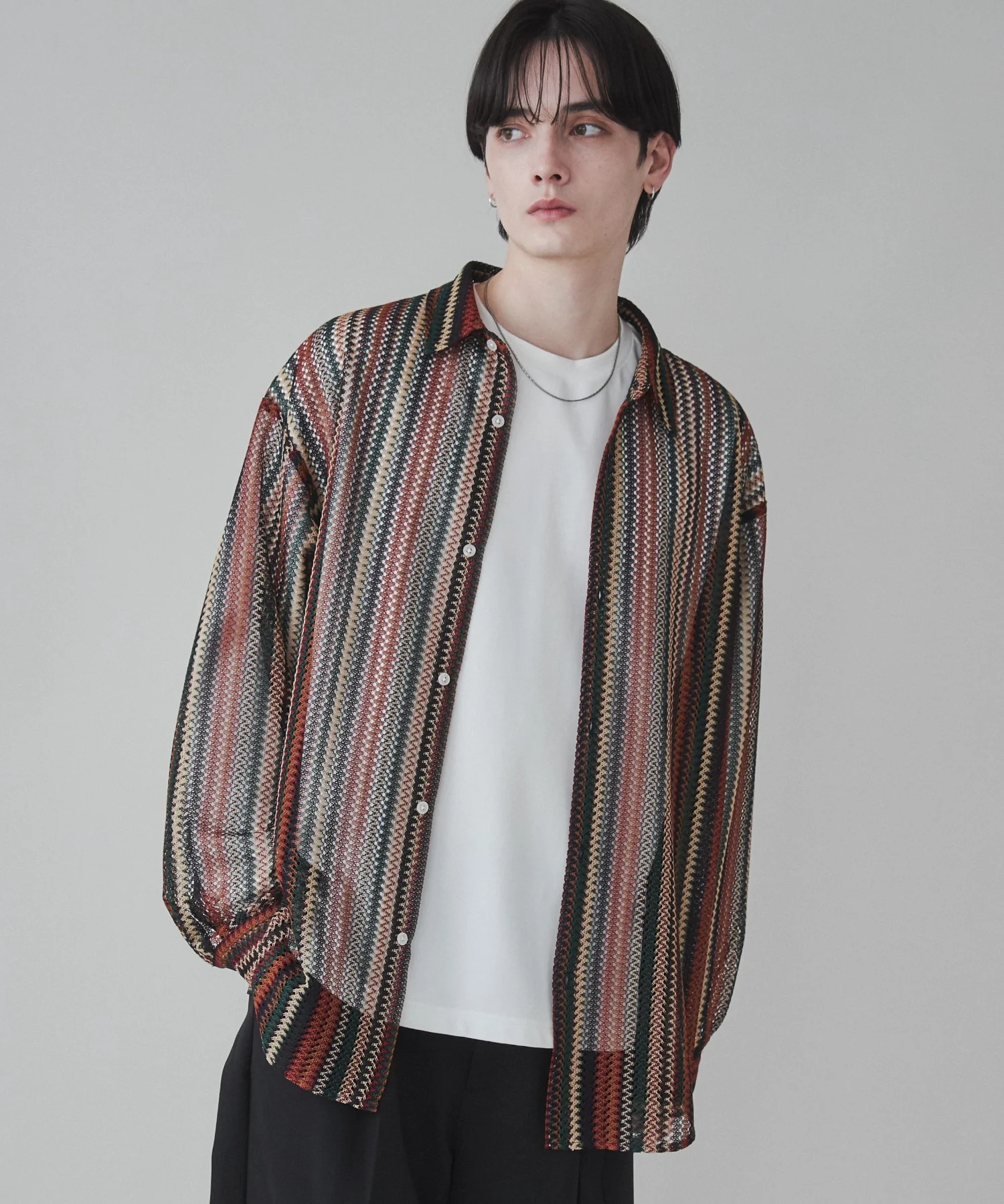 ストライプメッシュBIGシャツ - Image 3