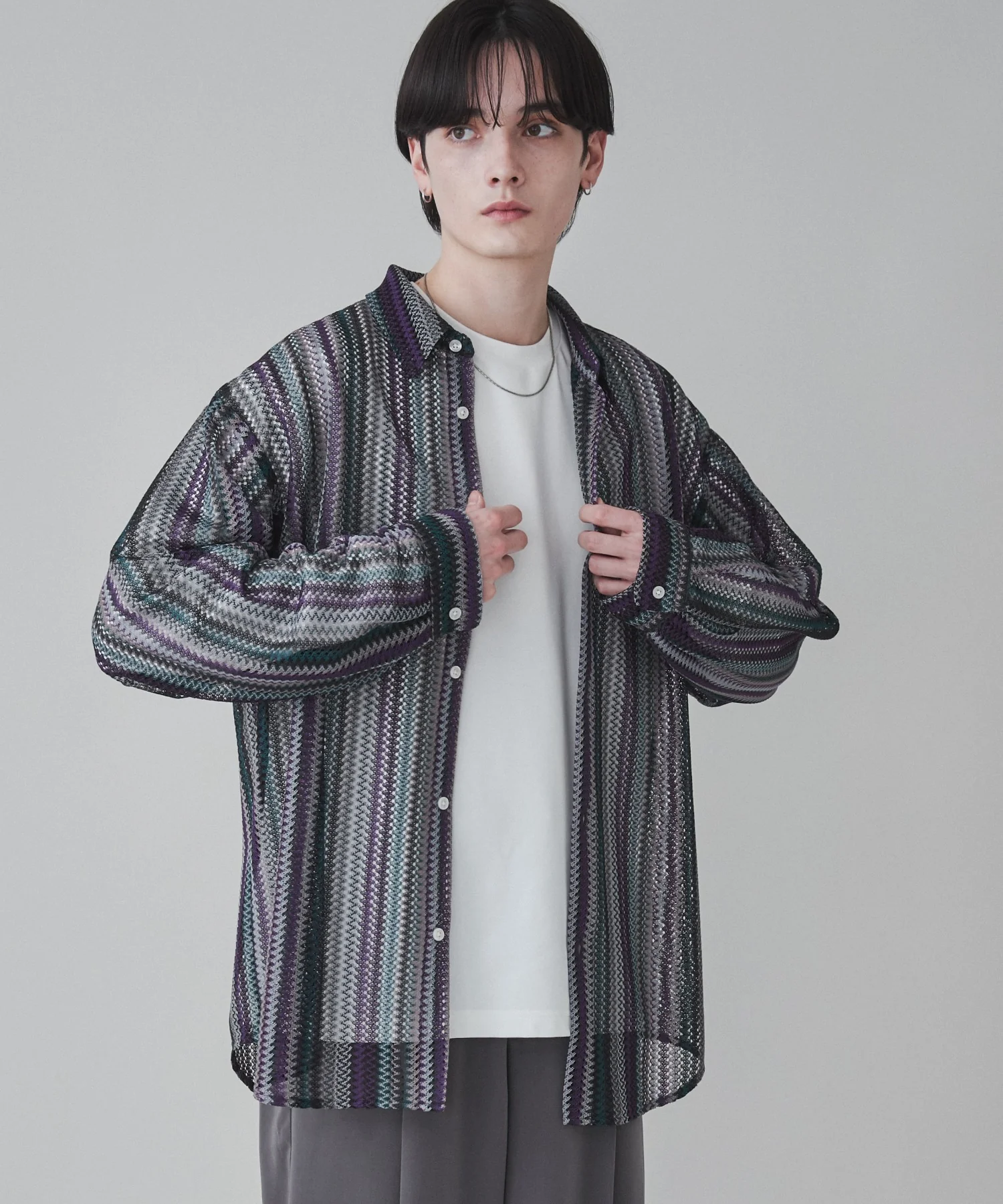 ストライプメッシュBIGシャツ - Image 36