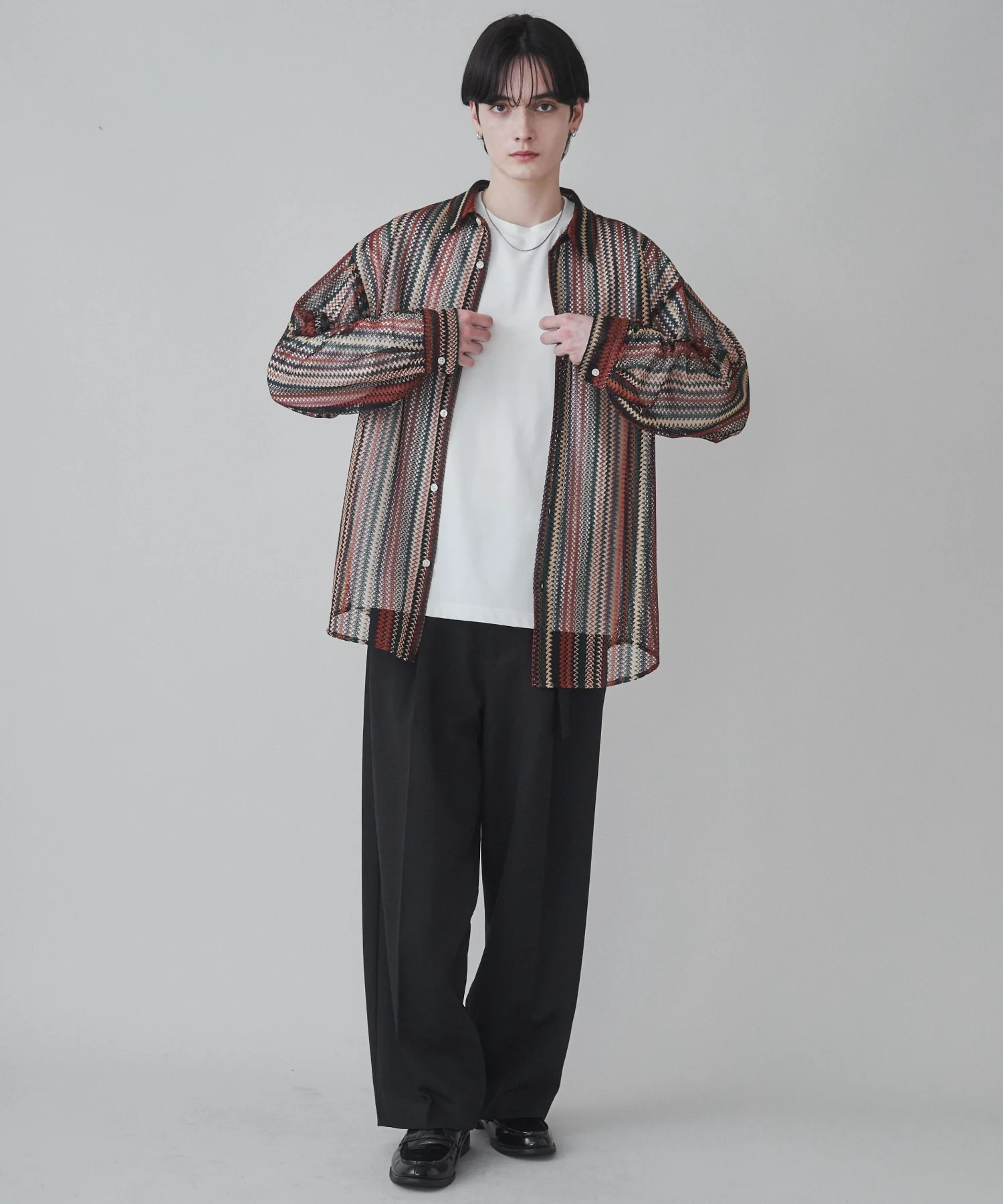 ストライプメッシュBIGシャツ - Image 7
