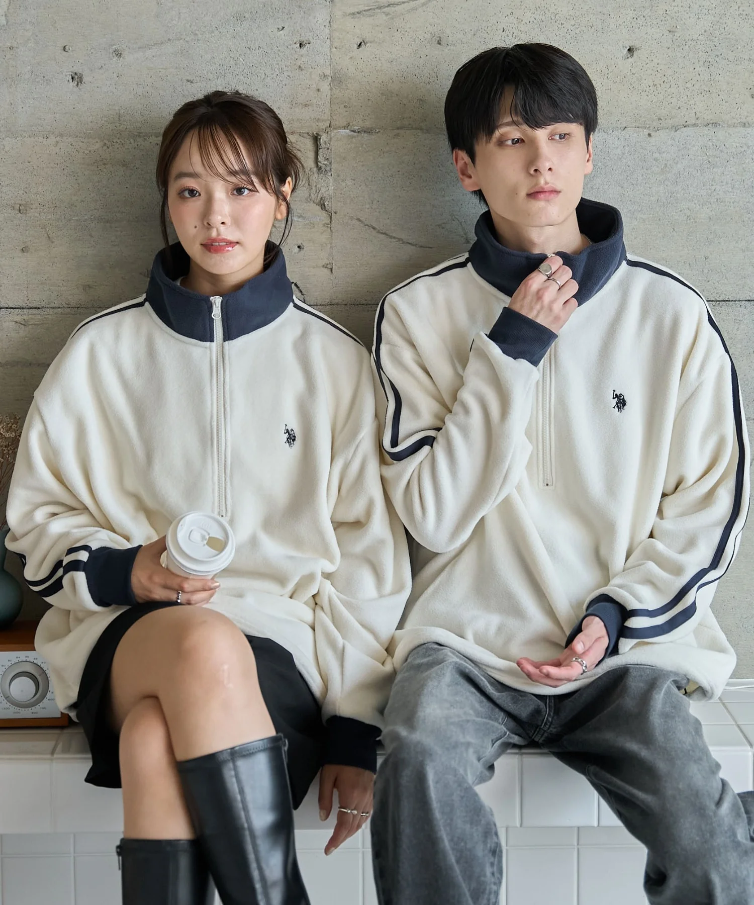 USPOLOフリースハーフジッププルオーバー
