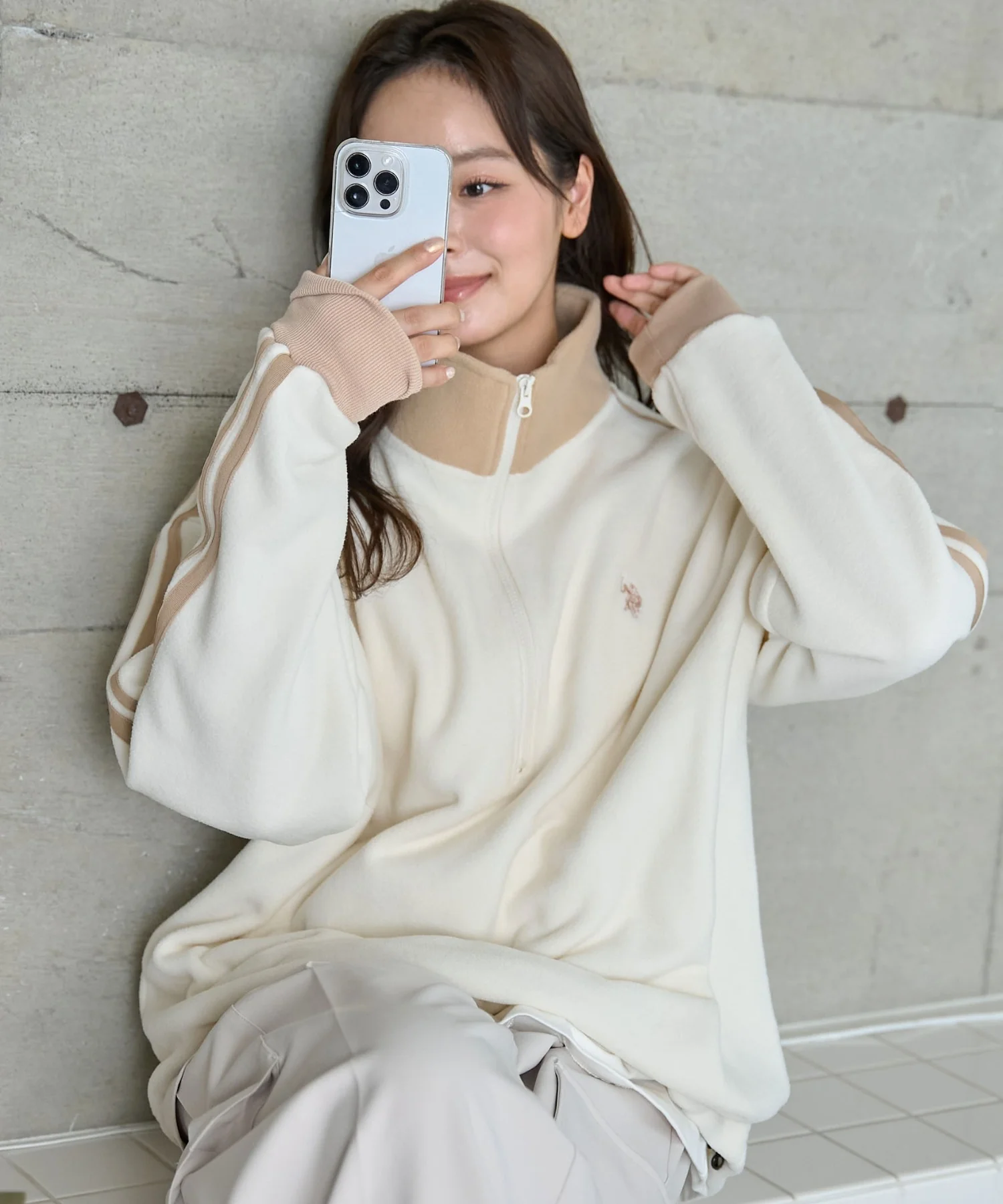 USPOLOフリースハーフジッププルオーバー - Image 3