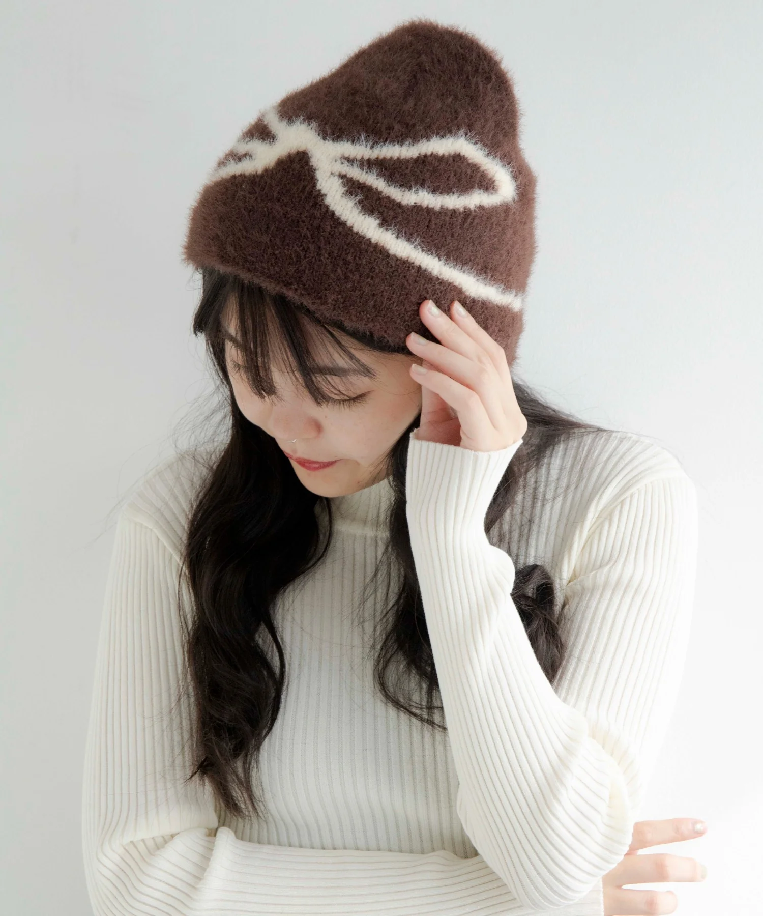リボンシャギーニットキャップ - Image 3