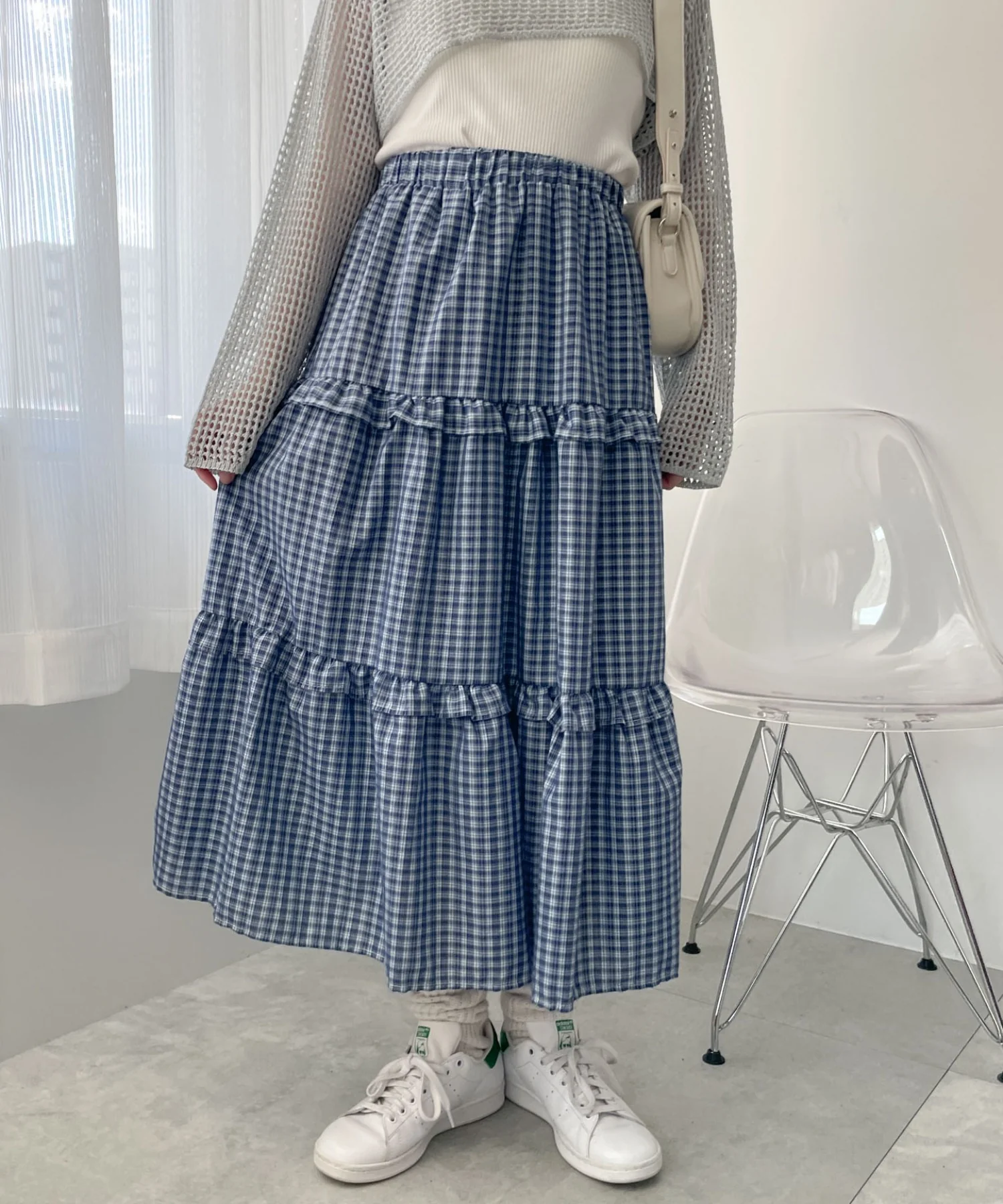 ティアードチェックロングスカート - Image 10