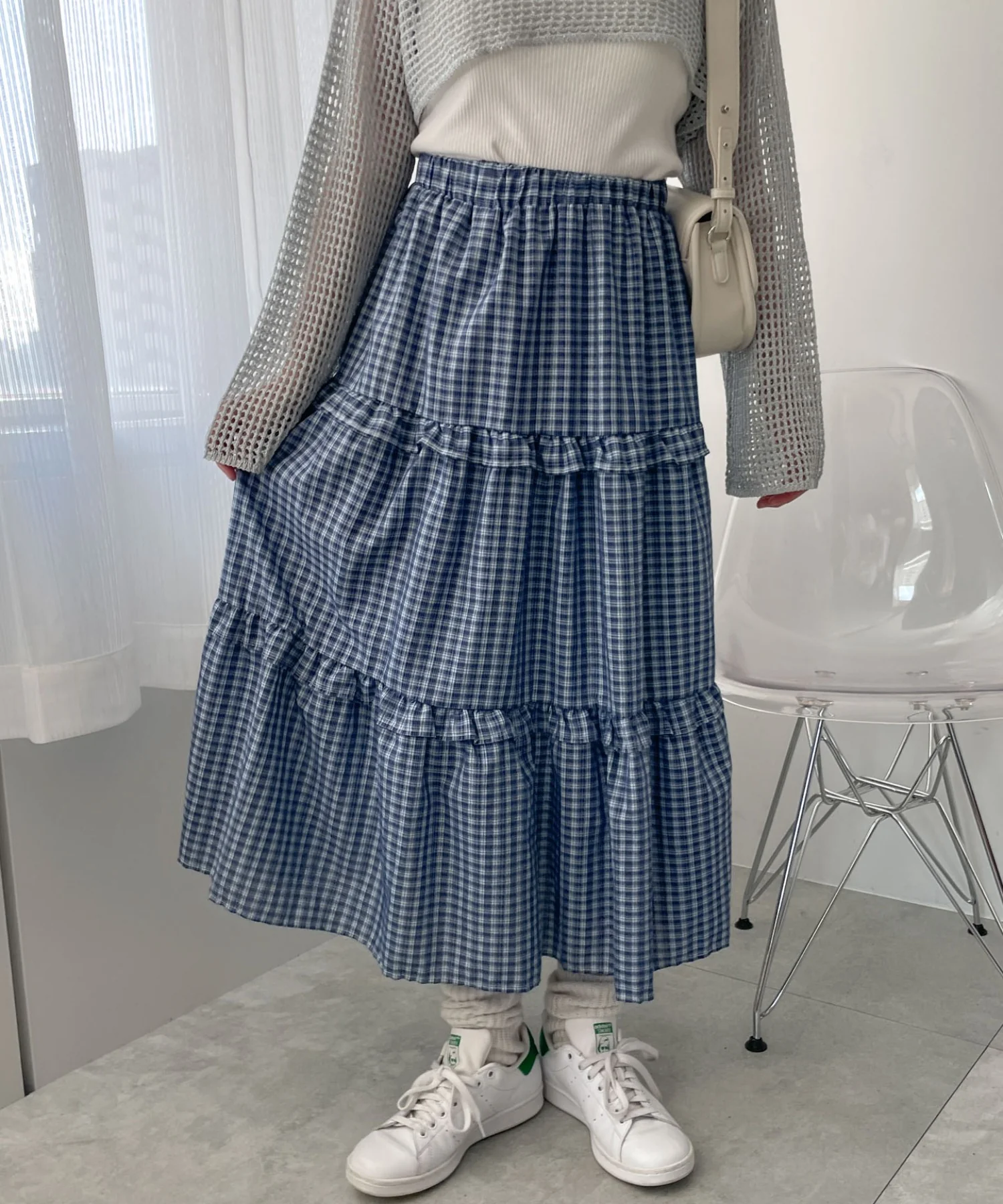 ティアードチェックロングスカート - Image 11