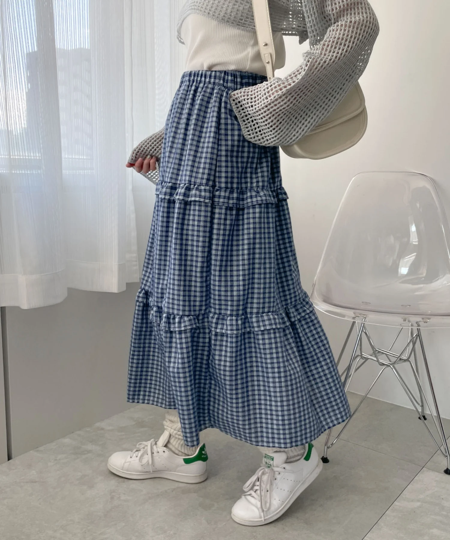 ティアードチェックロングスカート - Image 13
