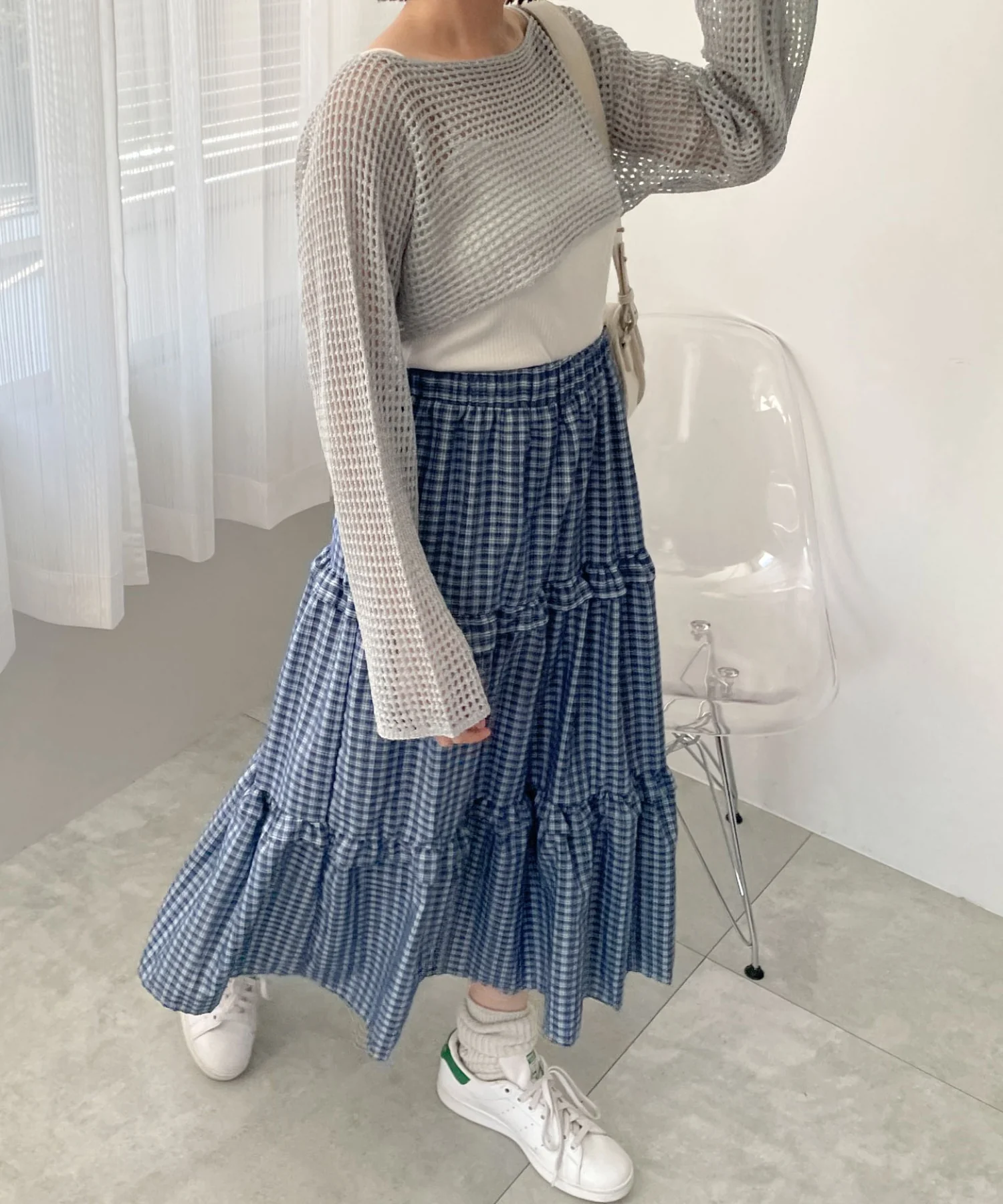 ティアードチェックロングスカート - Image 14