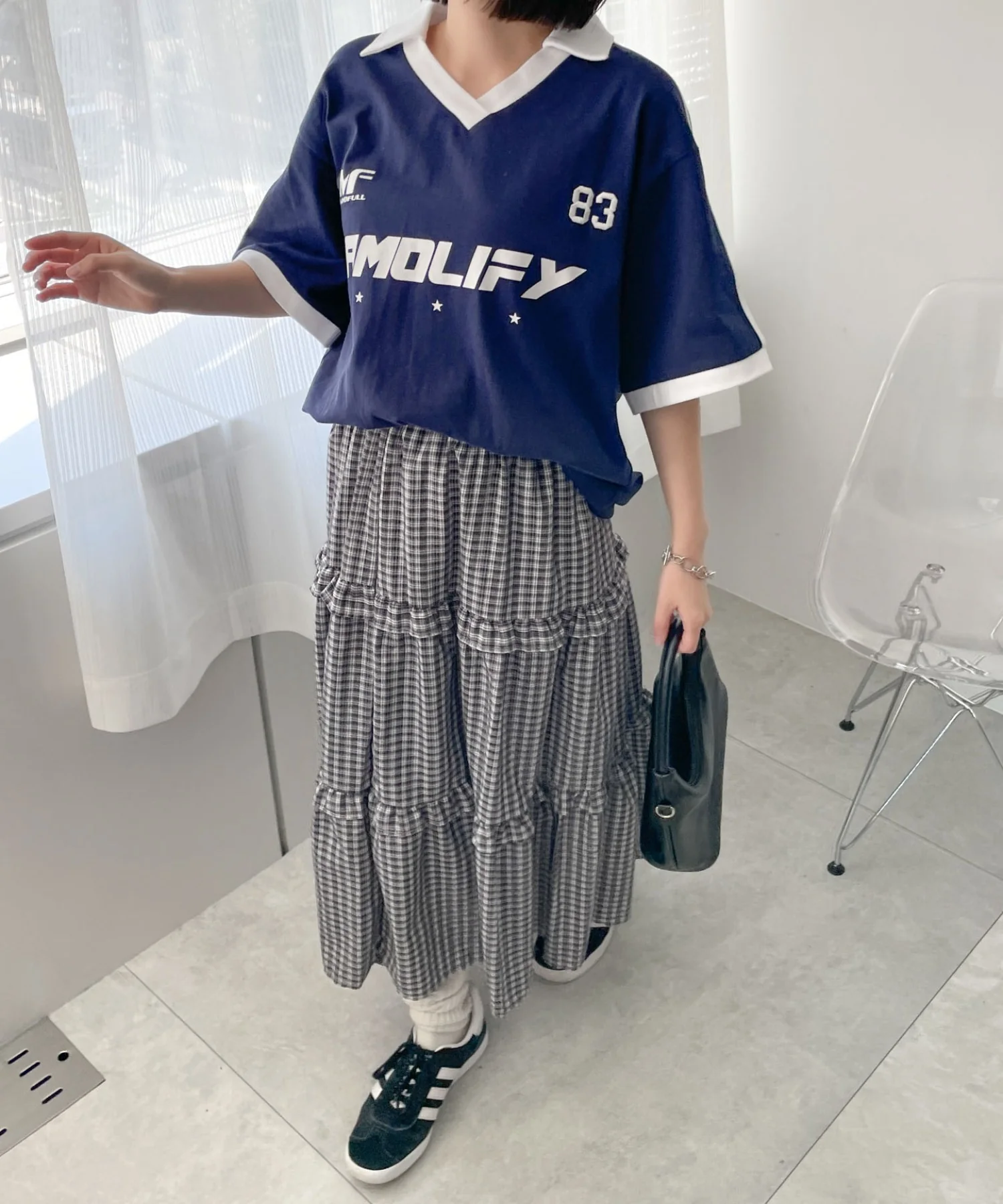 ティアードチェックロングスカート - Image 3