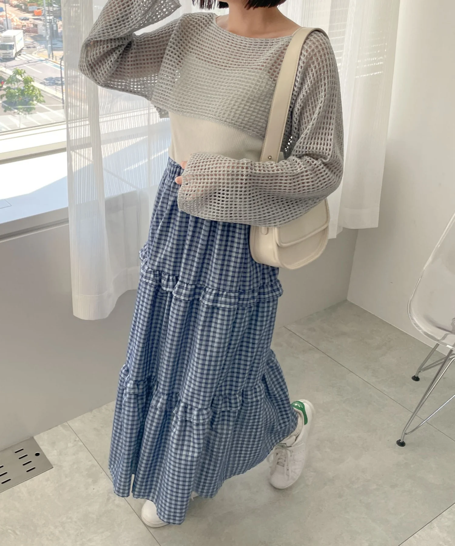 ティアードチェックロングスカート - Image 4