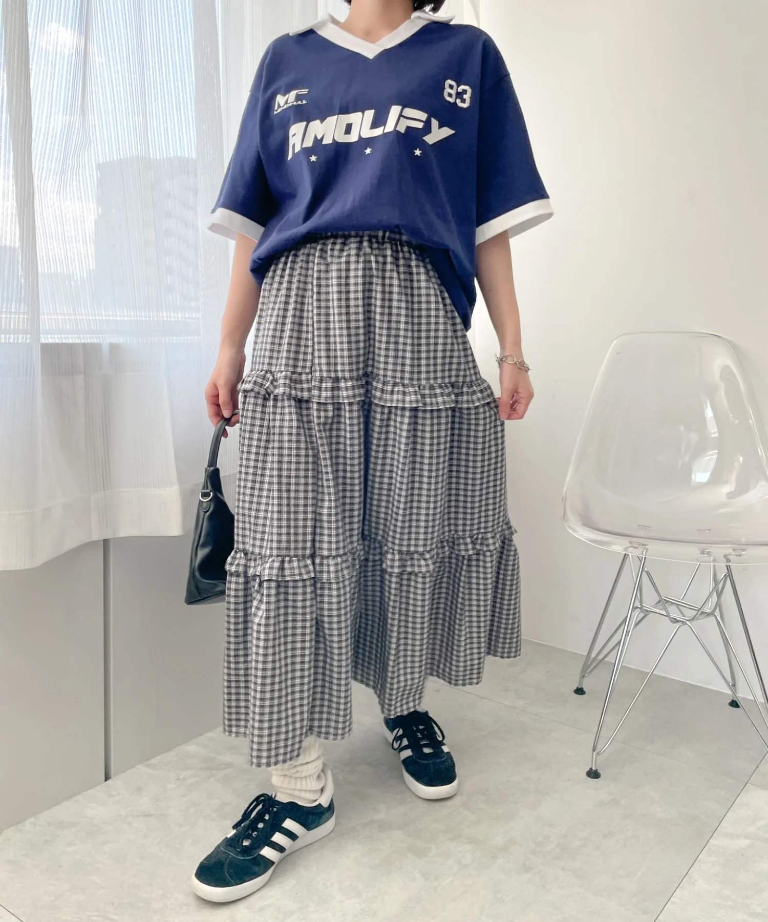 ティアードチェックロングスカート - Image 5