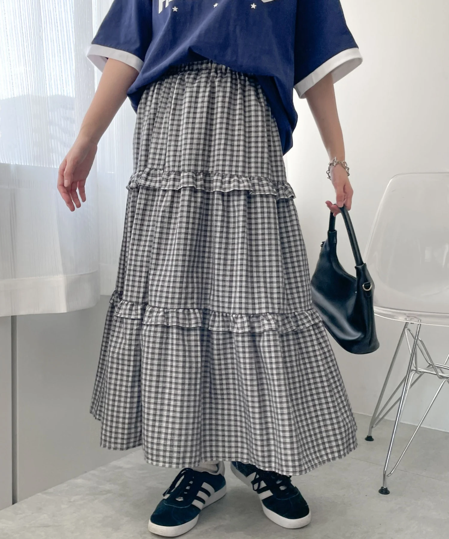 ティアードチェックロングスカート - Image 6