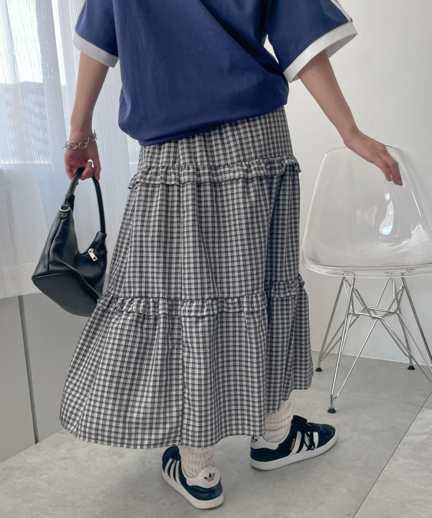 ティアードチェックロングスカート - Image 9