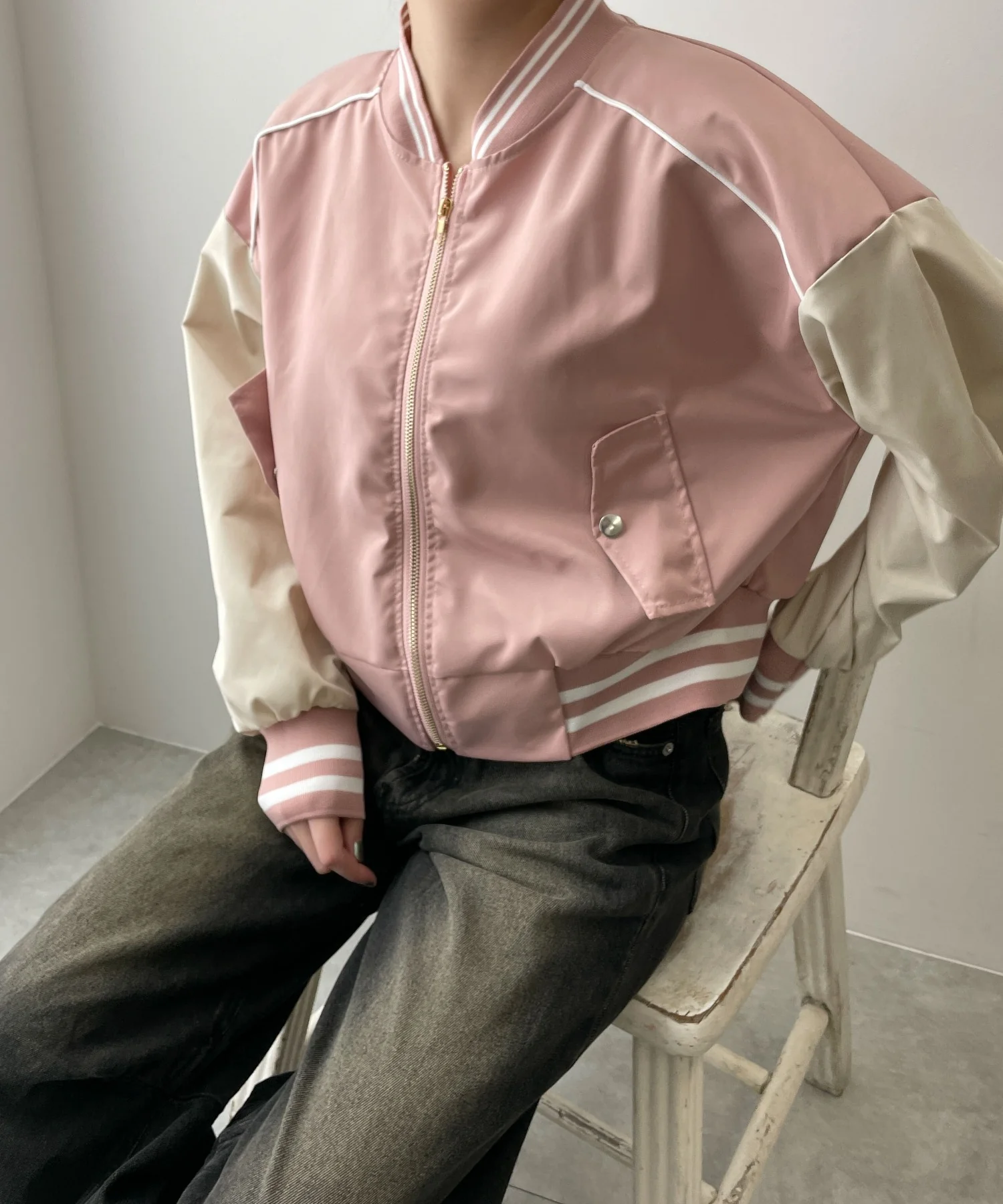 配色デザインブルゾン - Image 10