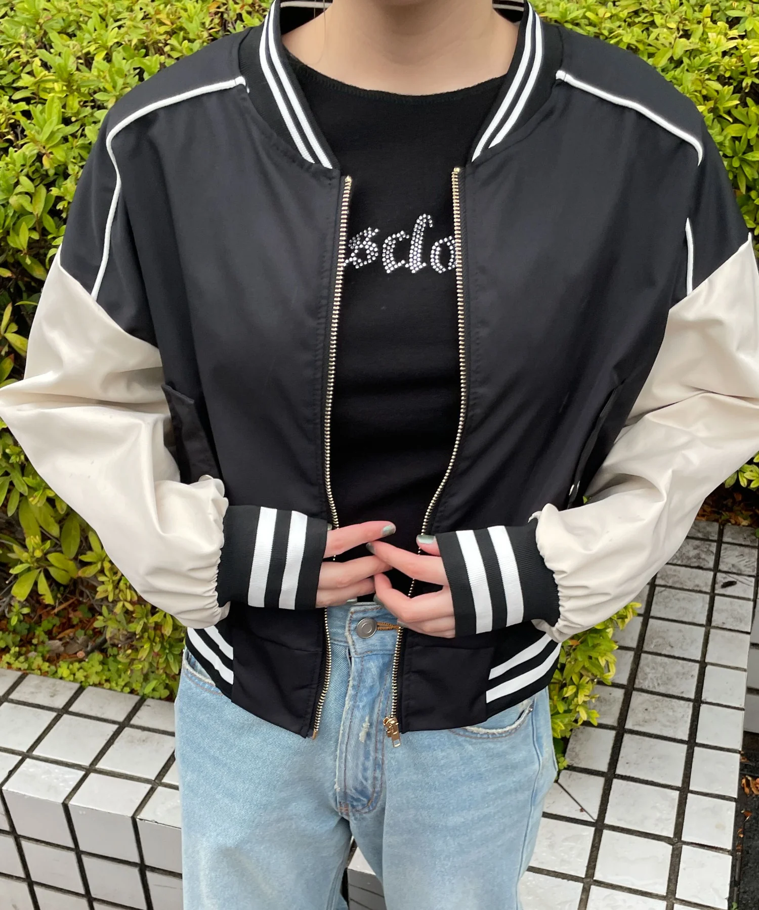 配色デザインブルゾン - Image 11