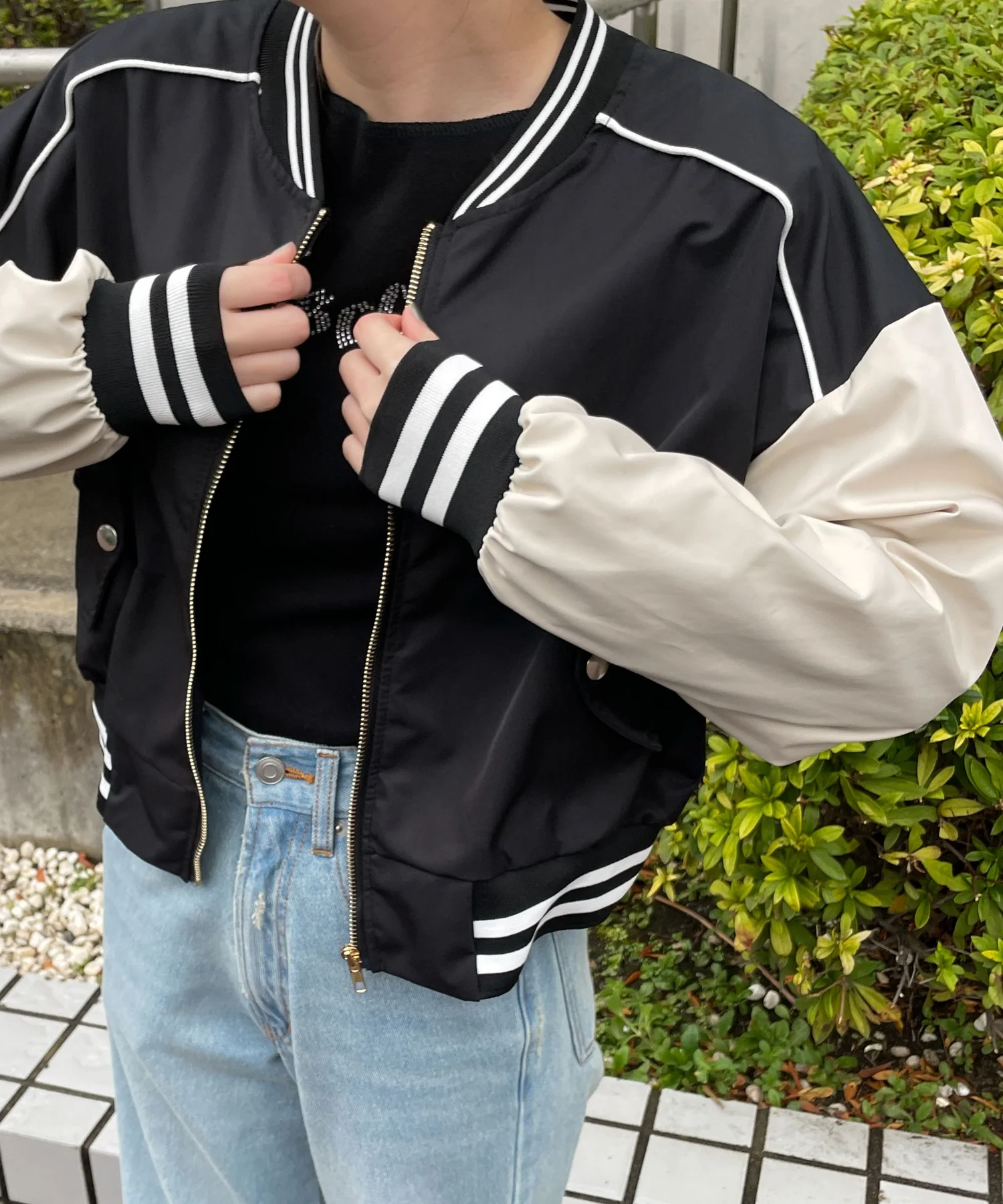 配色デザインブルゾン - Image 12