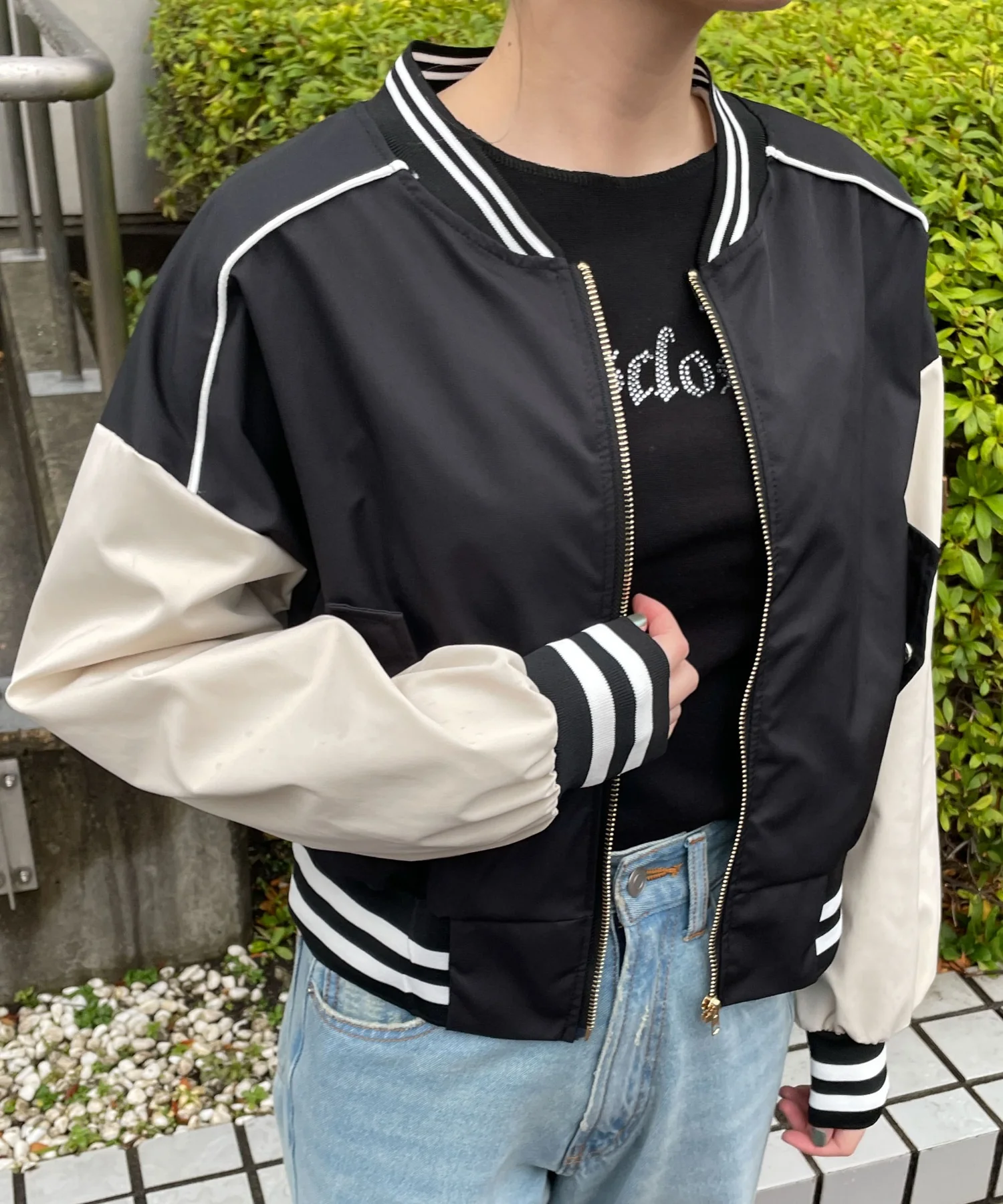 配色デザインブルゾン - Image 3