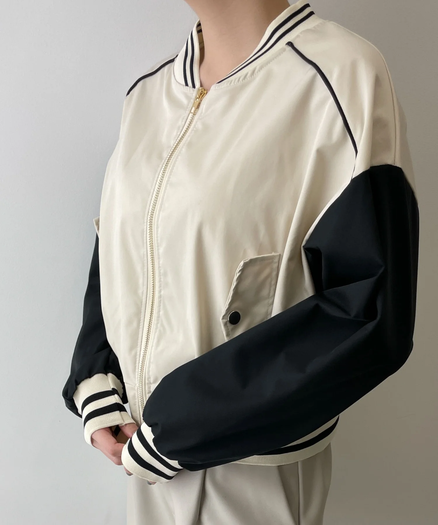 配色デザインブルゾン - Image 6
