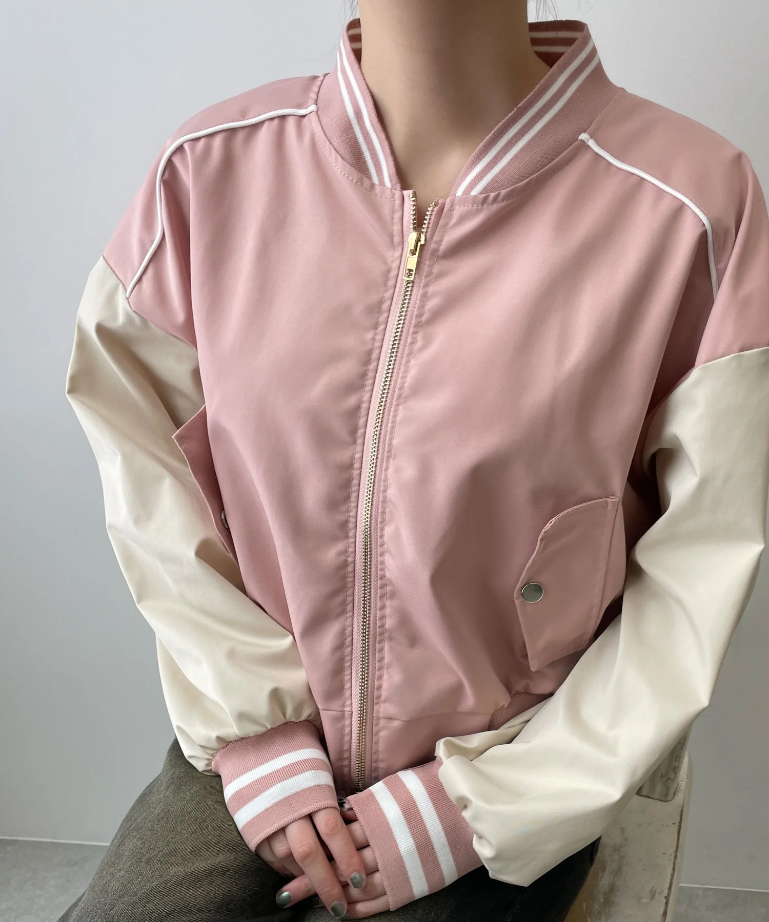 配色デザインブルゾン - Image 7