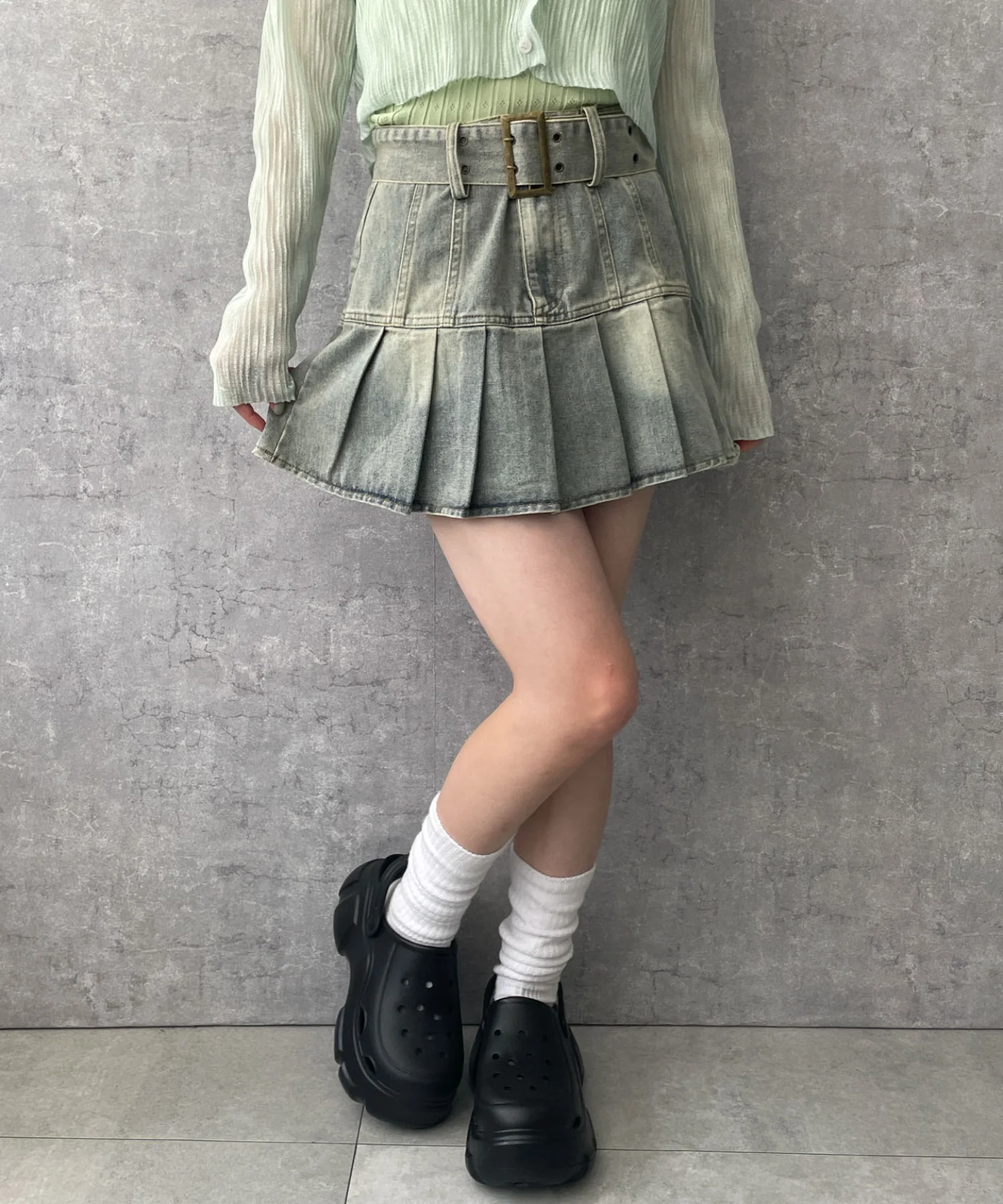 ベルトデニムプリーツスカ－ト - Image 4
