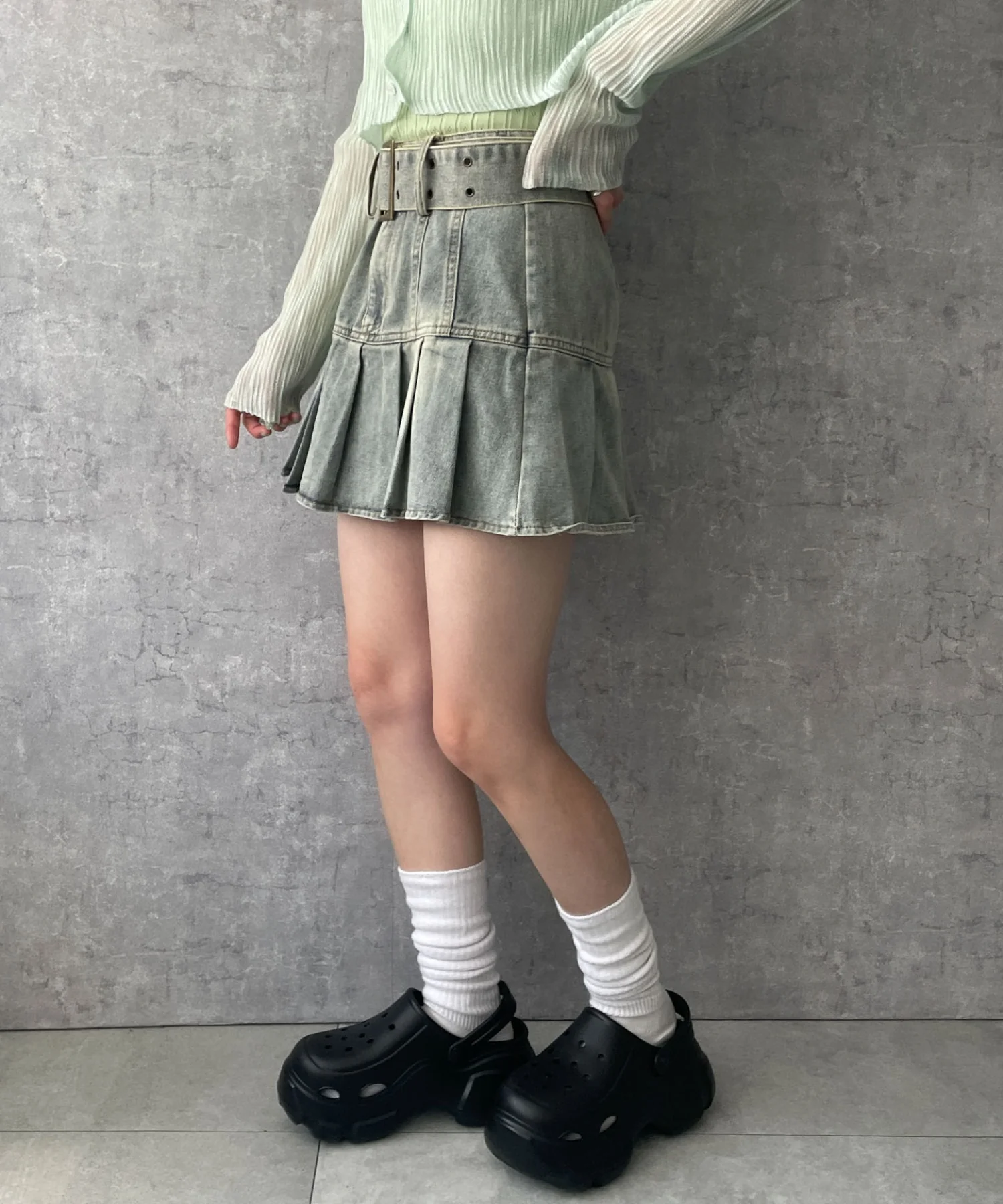 ベルトデニムプリーツスカ－ト - Image 5